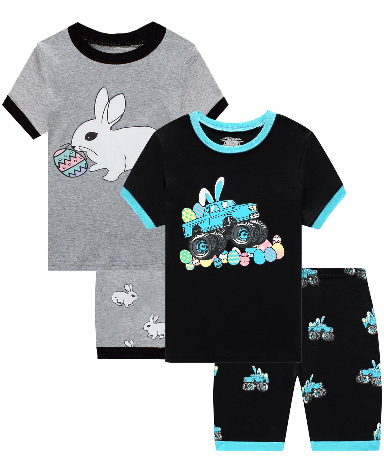 Dolphin&Fish Little Boys Cotton Short Pajamas 4 Piece Summer Kids Clothes Children Toddler Pjs