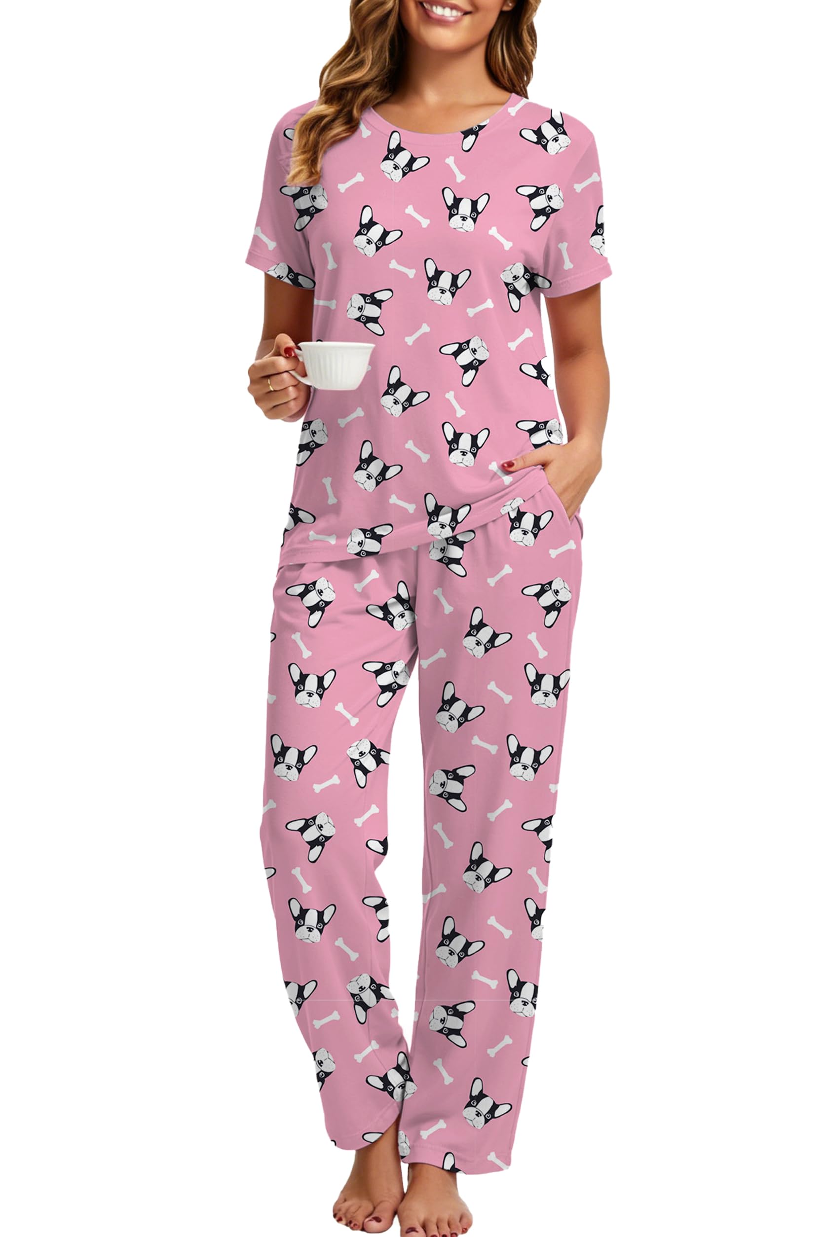 2 Piece Pjs Set For Womens Pajamas Lounge Set Long Sleeve Joggers Pants Sleepwear with Pockets WEBE CLOTHING