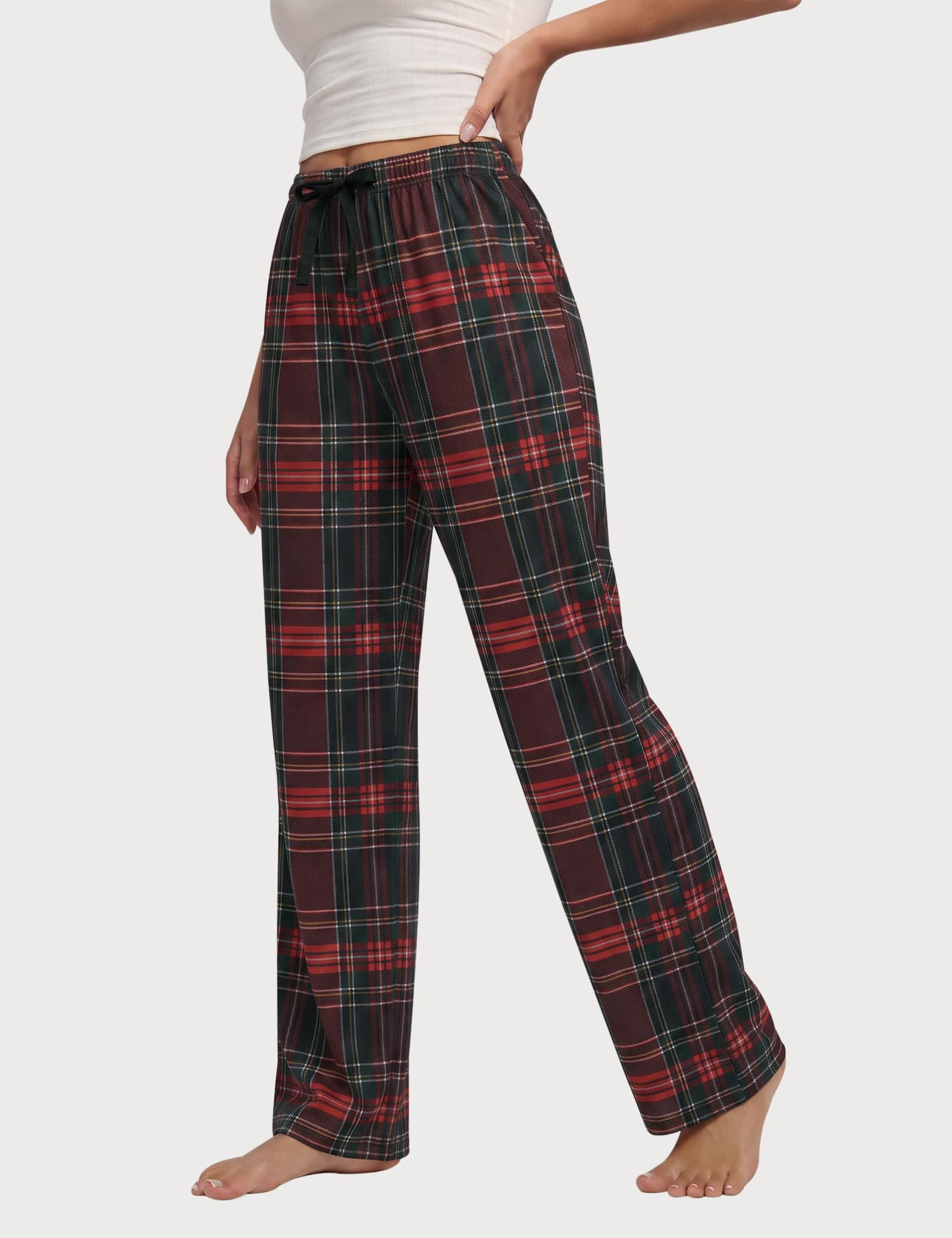 Women Pajama Pants 3-Pack Plaid Sleep Lounge PJ Bottoms with Pockets