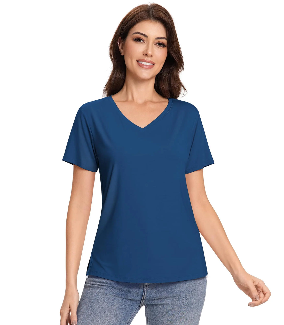 Pajama Tops for Women Viscose from Bamboo T-Shirt Short Sleeve Tee Soft V Neck Shirt Cooling Pjs Sleepwear S-XXL