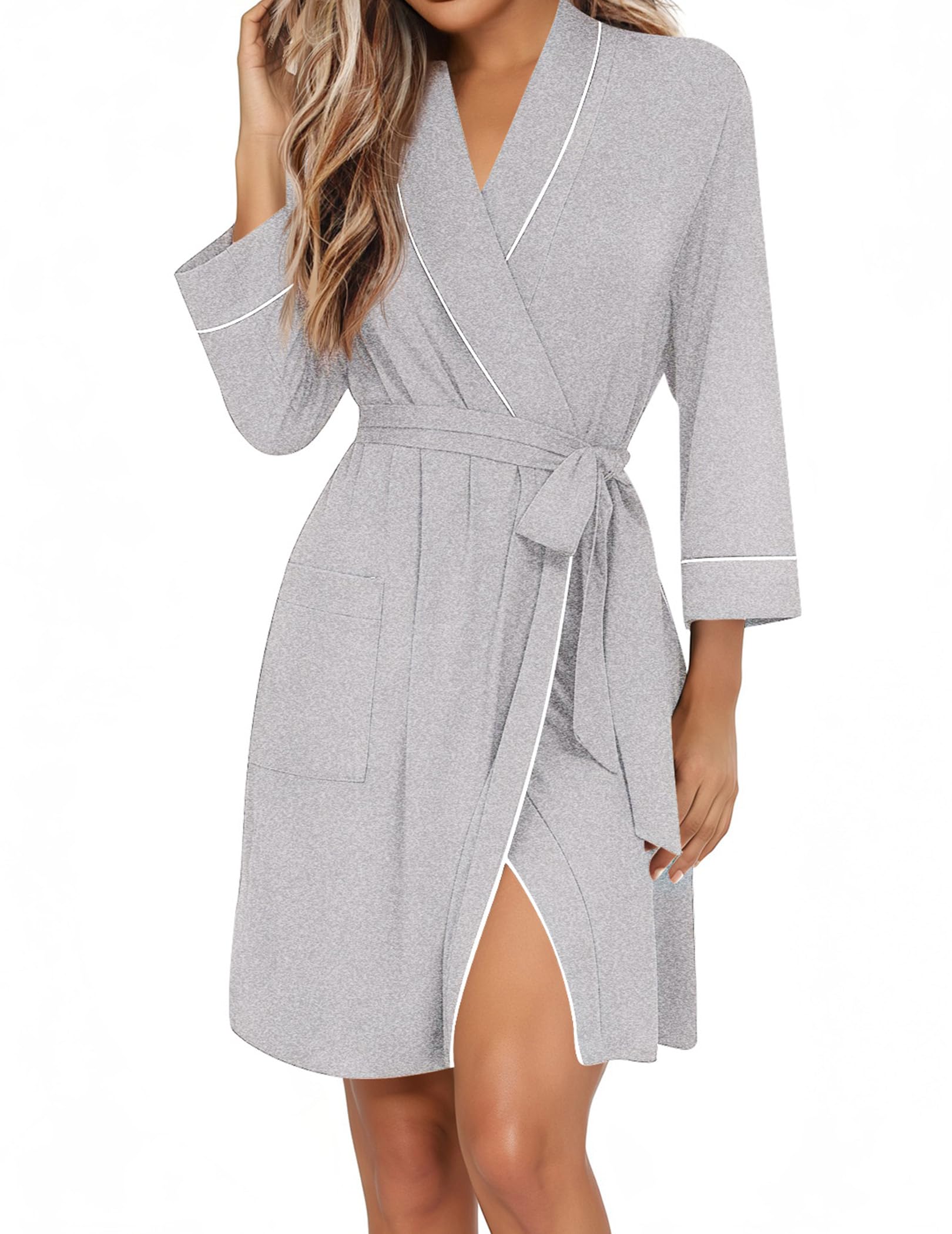Ekouaer Women Robes Bathrobe Short Kimono Robe Soft Bathrobes with Pockets WEBE CLOTHING