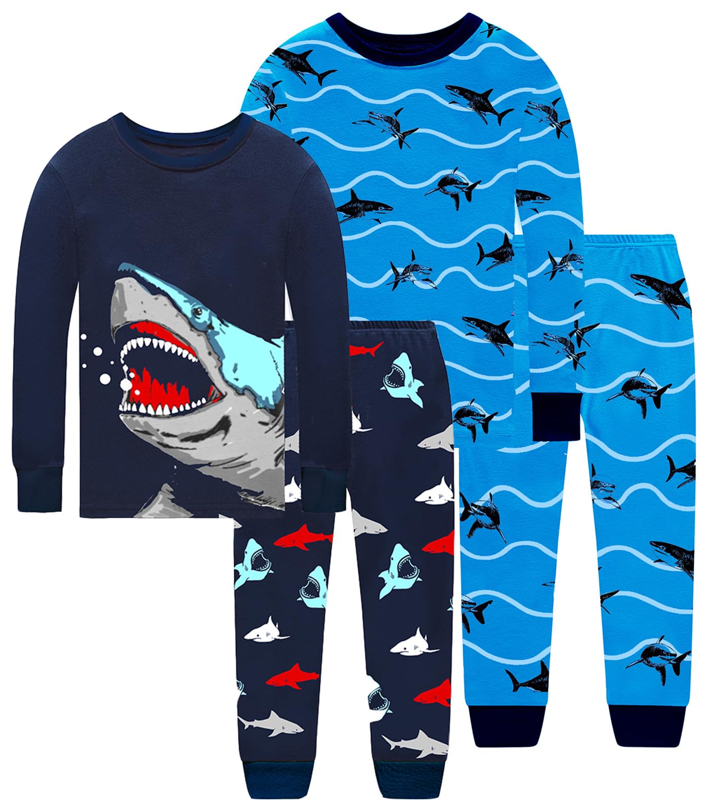 Little bety Cotton 4 Piece Pajamas Boys Long Sleeve Sets Toddler Boys Pjs Kids Sleepwear Sets