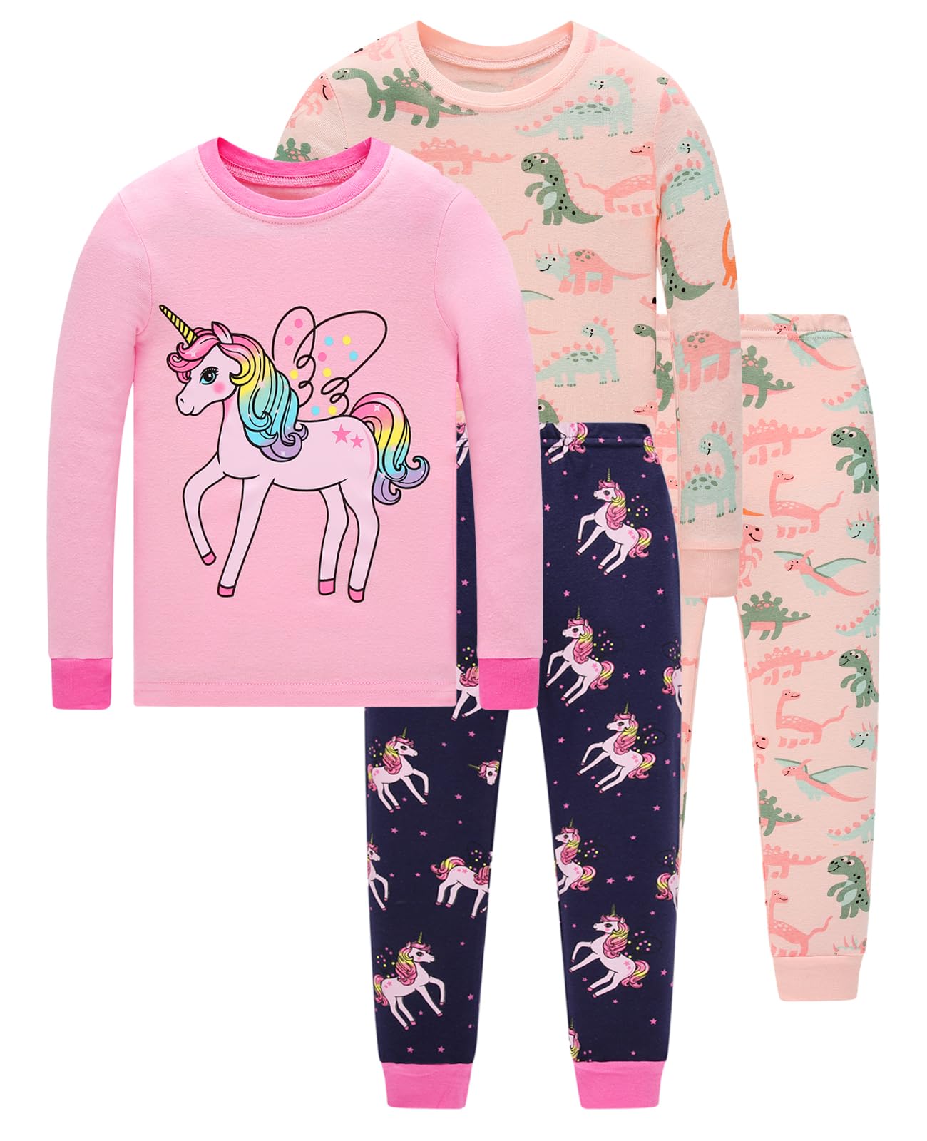 Dolphin&Fish Boys and Girls Soft Pajamas 100% Cotton Toddler Pjs Long Sleeve Kid Sleepwear Sets