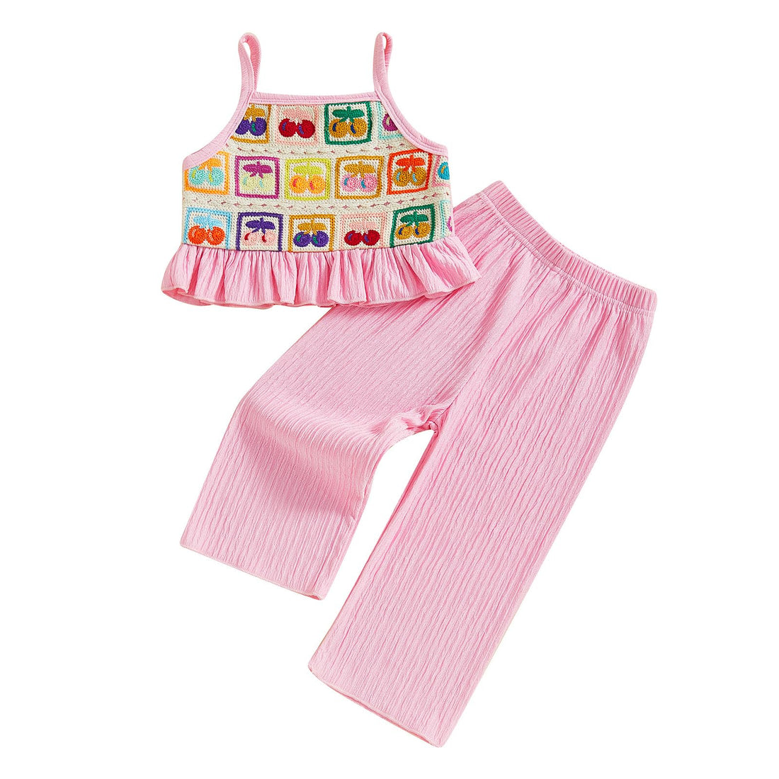 Baby Girl Outfits Crocheted Ruffled Camisole And Elastic Pants Set 6 12 18 24 Months 2 3 4 T WEBE CLOTHING
