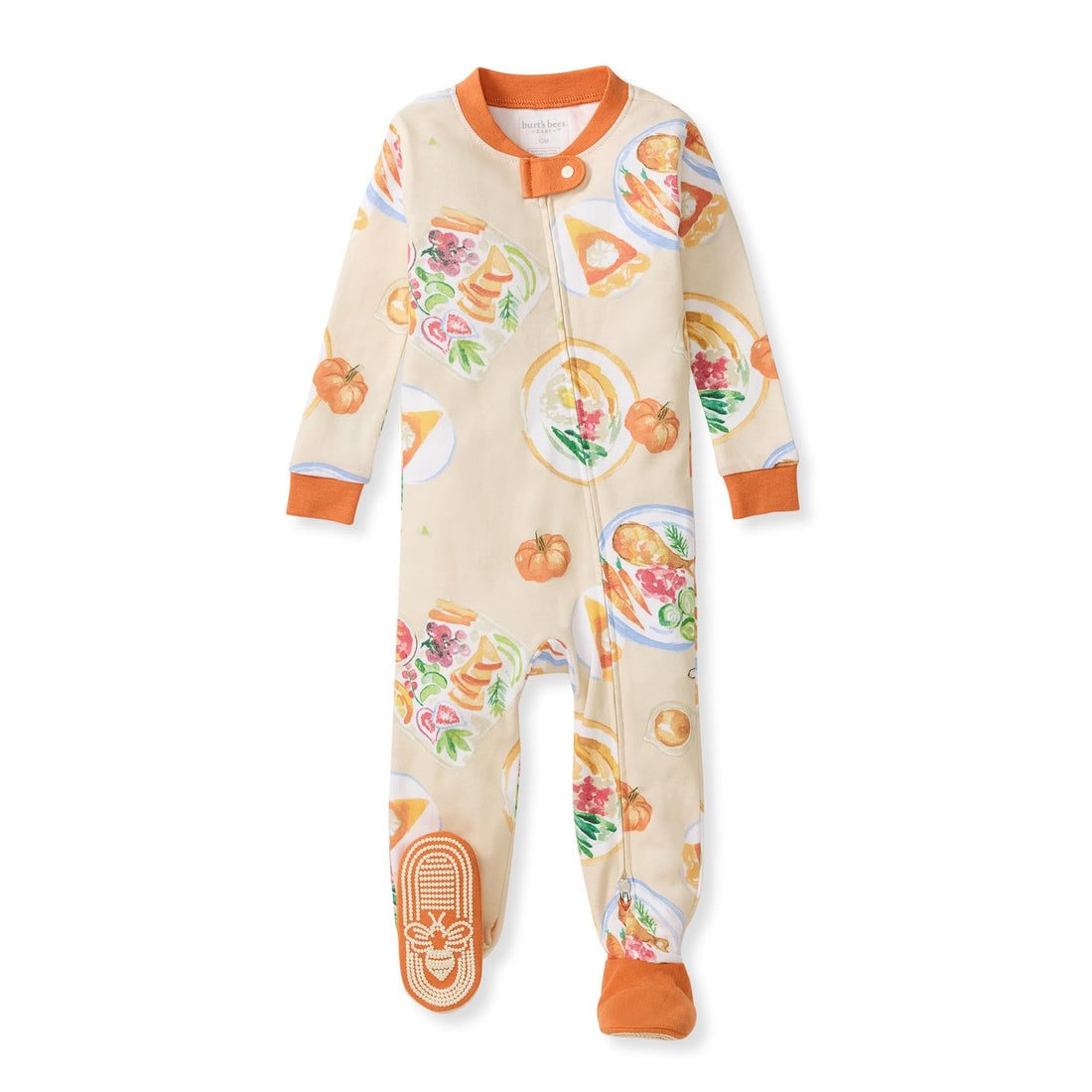 Burt's Bees Baby Organic Cotton Footed Pajamas for Boys, Zipper PJ Sleeper, Snug Fit Sleepwear with Non-Slip Bee Grips