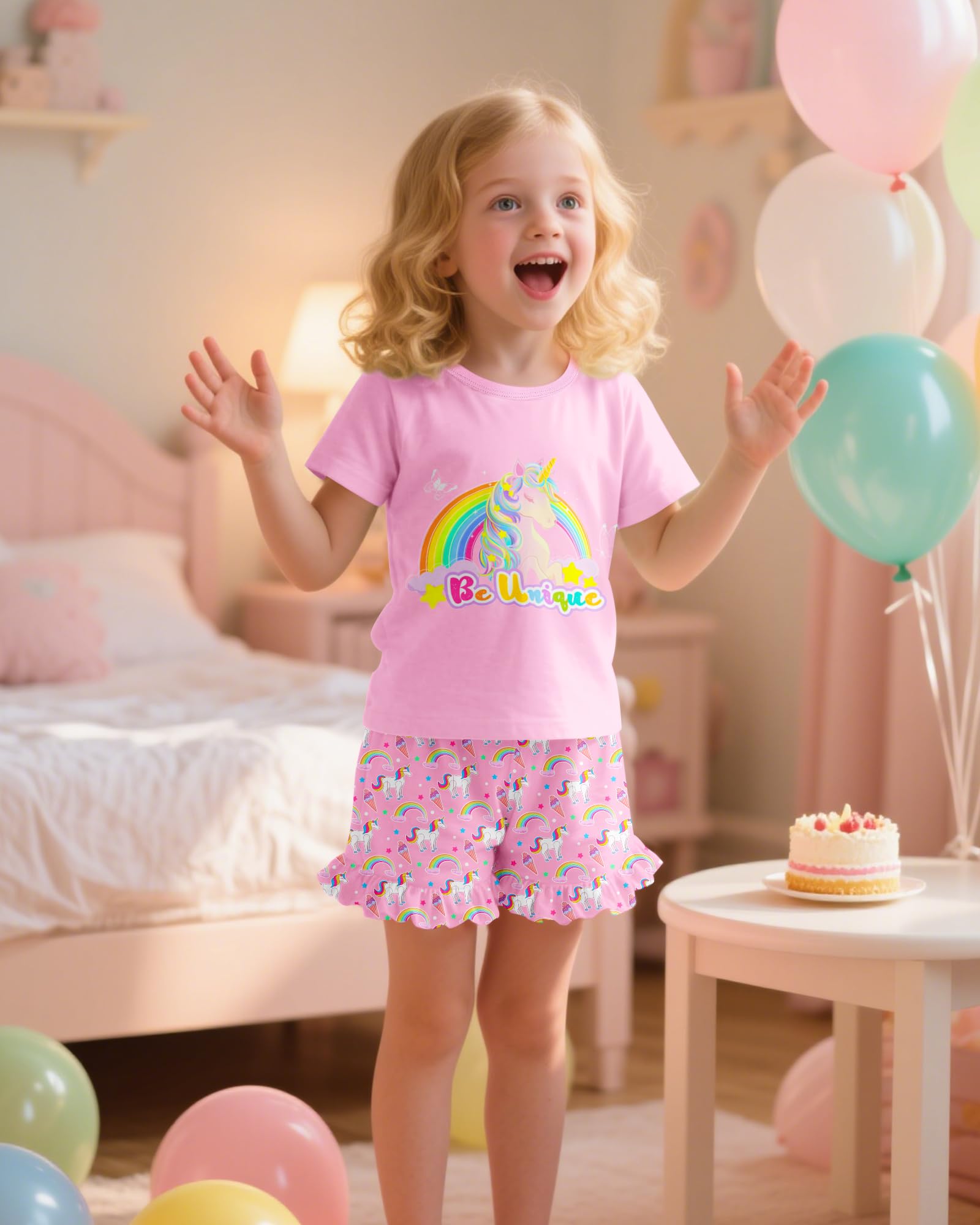 Sylfairy Girls Pajamas Summer Toddler Girl Pajamas Sets Short Sleeve Girls' Cute Sleepwear Pjs