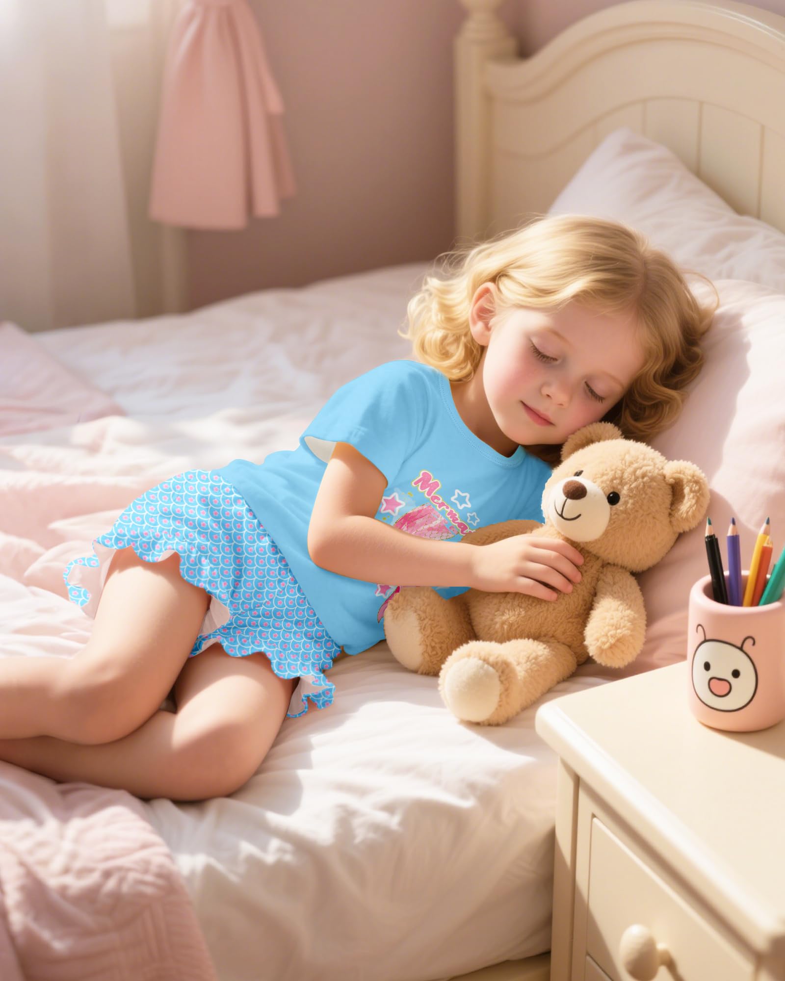 Sylfairy Girls Pajamas Summer Toddler Girl Pajamas Sets Short Sleeve Girls' Cute Sleepwear Pjs