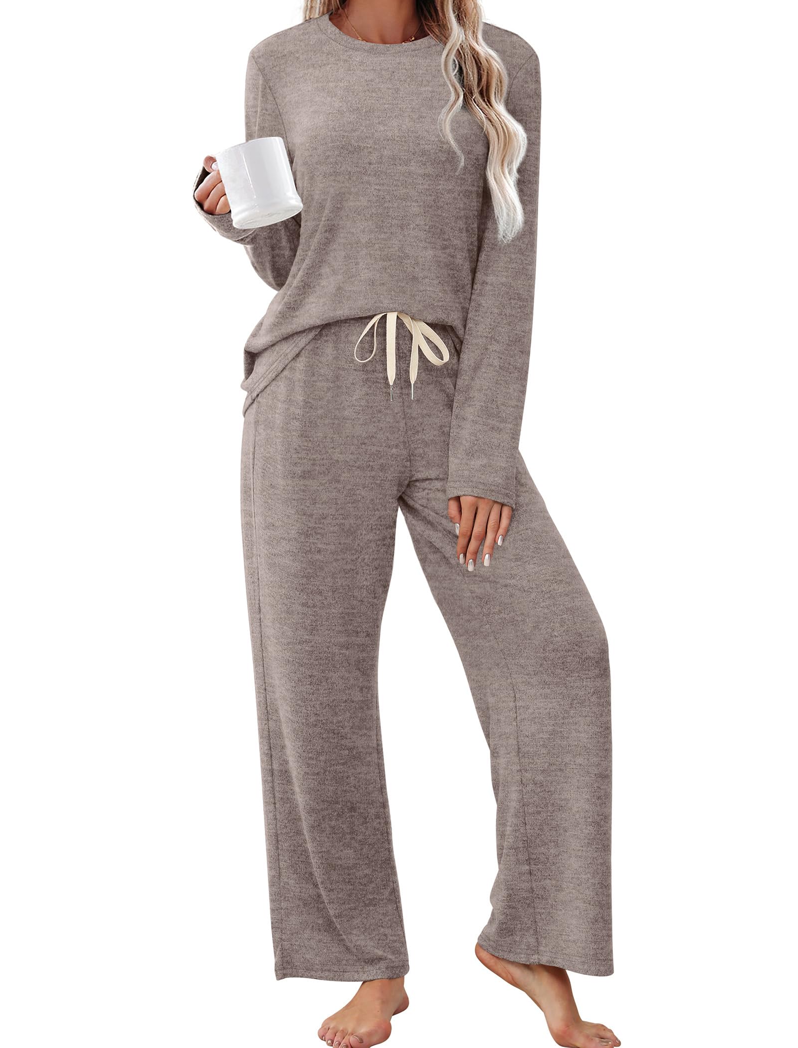 SAMPEEL Pajamas for Women Set Comfy Lounge Sets Two Piece Long Sleeve Cute Pjs Soft Sleepwear Winter Clothing