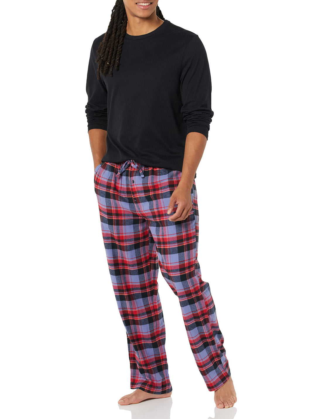 Amazon Essentials Men's Flannel Pant and Long-Sleeve T-Shirt Pajama Set