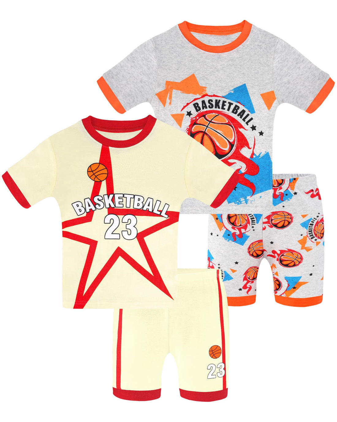 DAUGHTER QUEEN Boys Pajamas 4 Pieces Short Set 100% Cotton Sleepwear Size 18 Months-12 Years