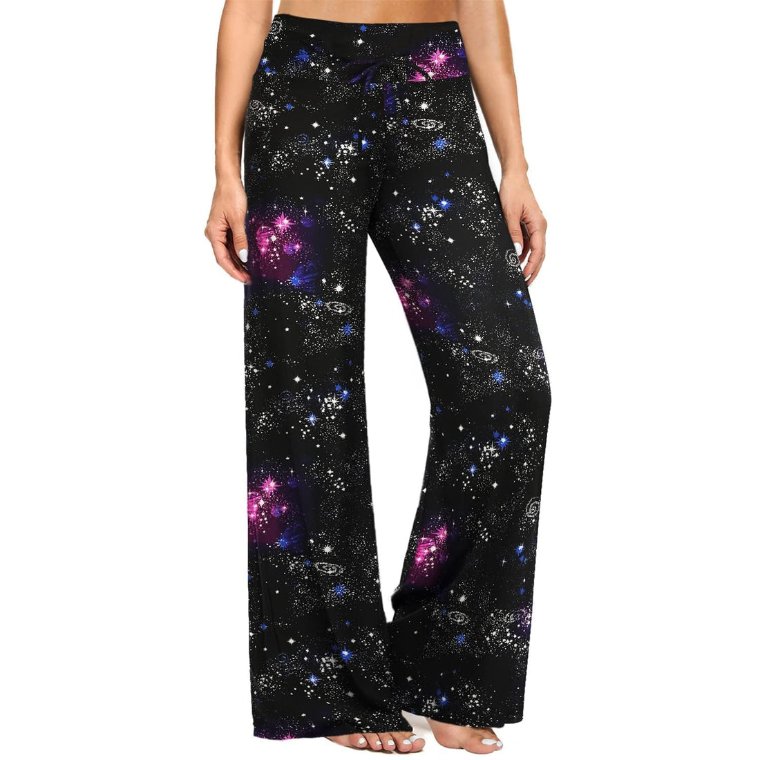 ZOOSIXX Soft Black Pajama Pants for Women, Wide Leg Pants Woman Flowy Comfy Casual Lounge Yoga Capri Pants 22”/ 30”