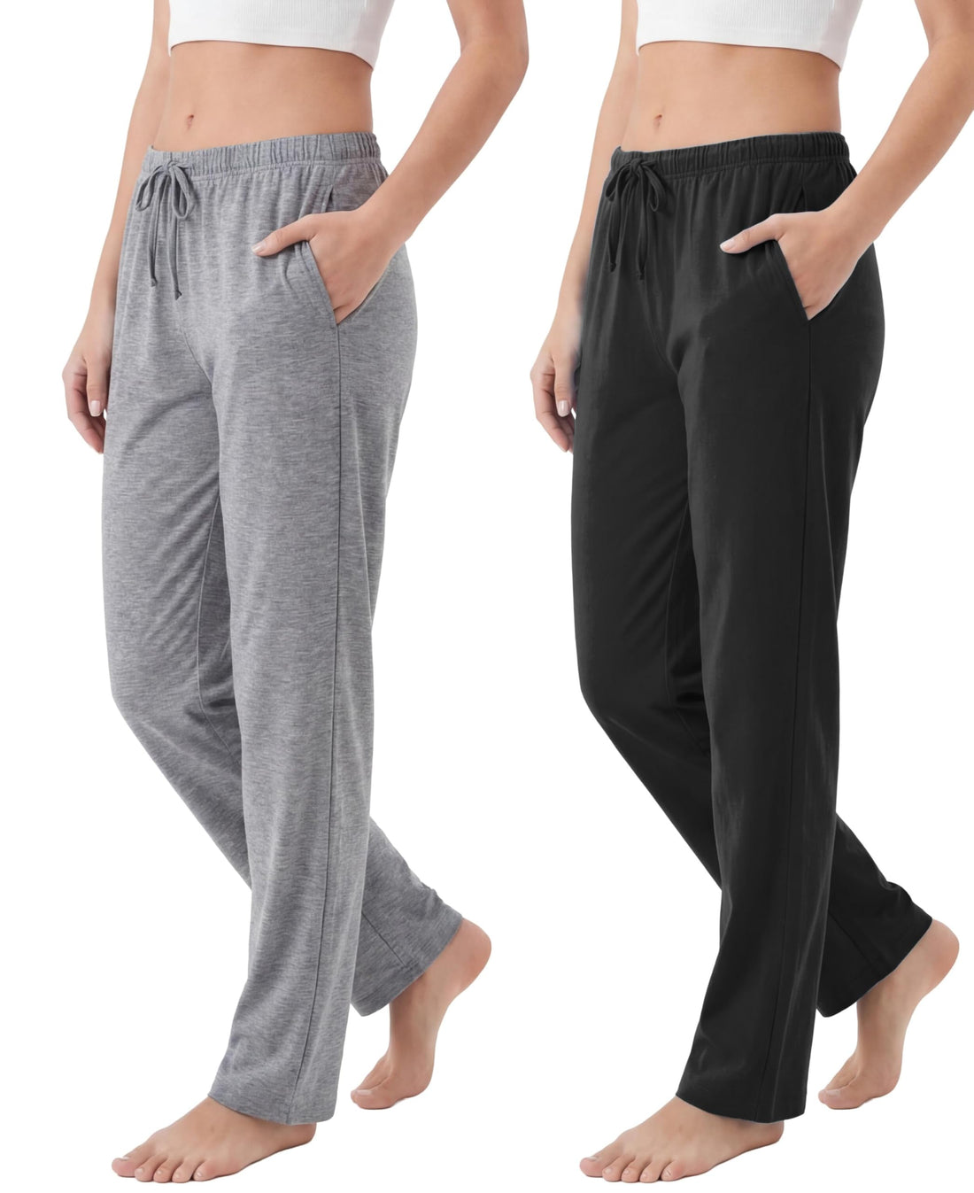 Andrew Scott Women's Cotton Blend Pajama Lounge Pants | Soft Knit Sleepwear with Pockets & Drawstring | Multi-Pack