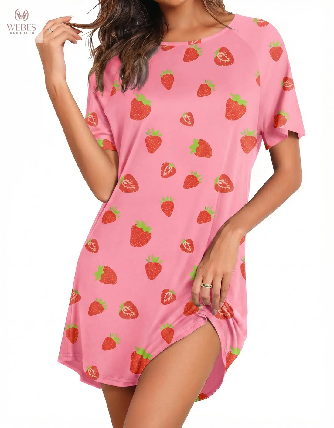 Ekouaer Nightgowns for Women Bamboo Viscose Night Gown Short Sleeve Sleep Shirt Cooling Nightshirt Soft Sleepwear S-XXXL