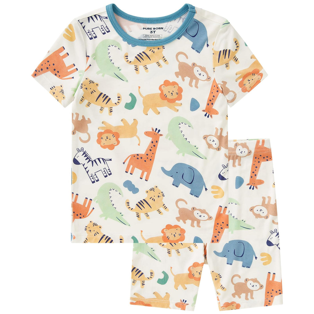 pureborn Baby Viscose from Bamboo Pajama Set Boys Sleepwear 12M-8Y | Short sleeve, cooling fabric, snug fit, buttery soft, gentle skin touch, stretch, breathable lightweight sleepwear