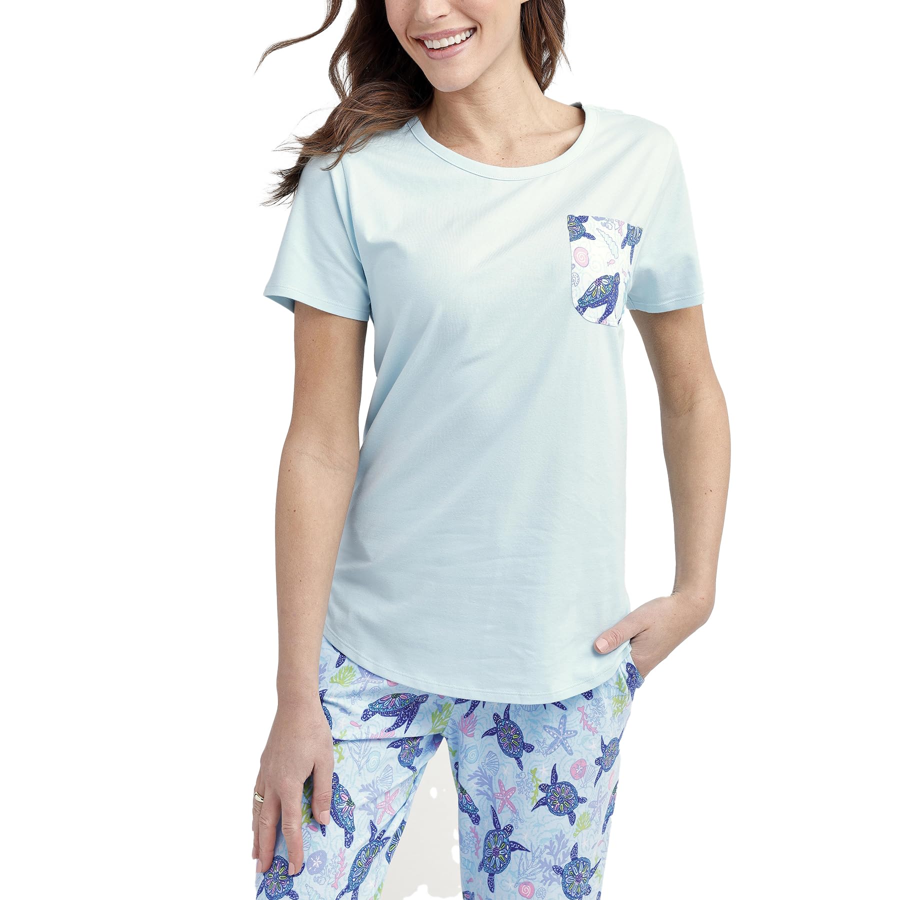Vera Bradley Women's Cotton Short Sleeve Crewneck Pajama T-Shirt WEBE CLOTHING