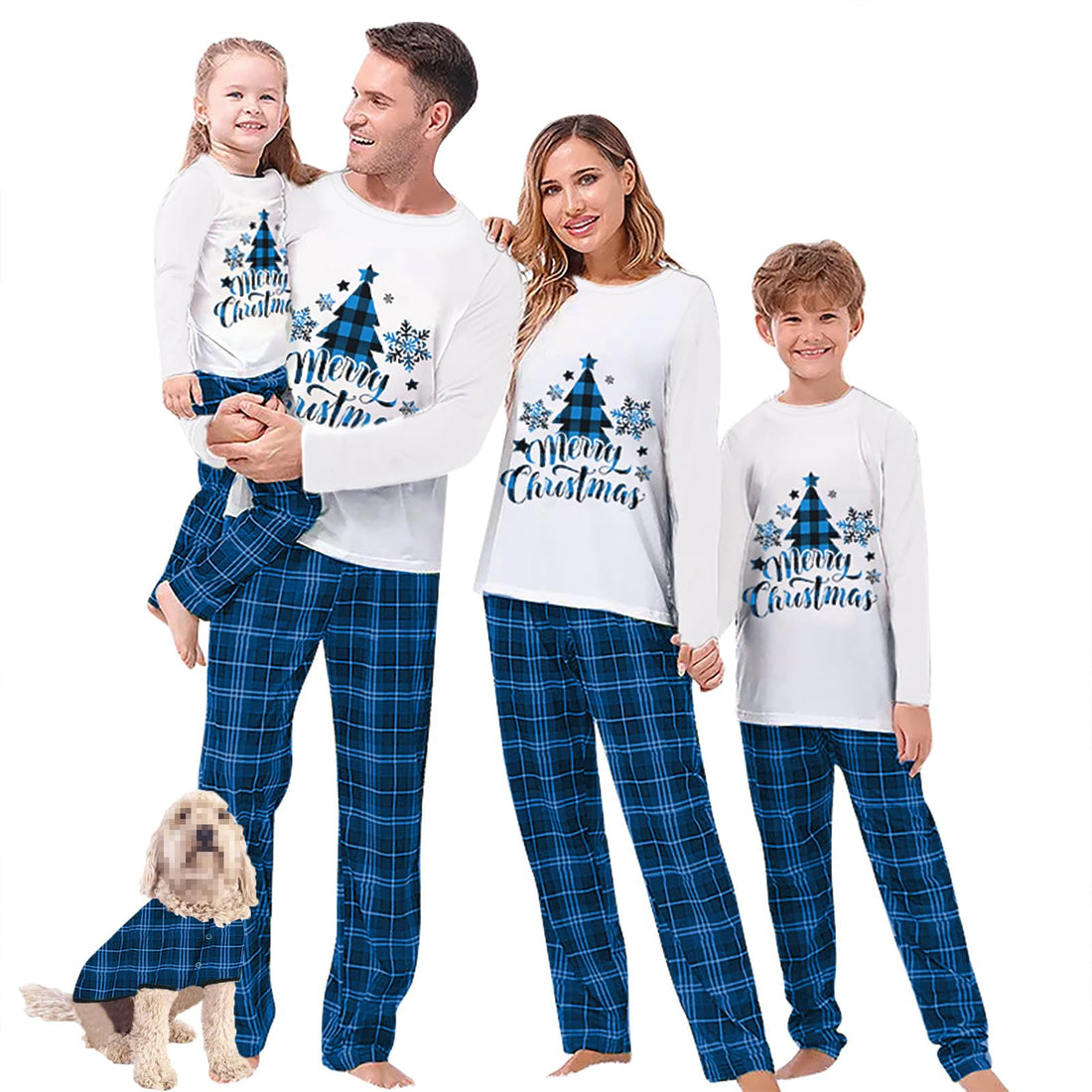Awoscut Christmas Family Matching Pajamas Sets Christmas PJ's Letter Print Top and Plaid Pants Jammies Sleepwear