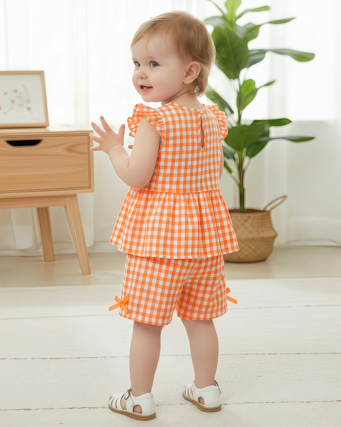 Jecson Toddler Baby Girl Summer Clothes Cotton Ruffled Sleeve Shirt Tops and Shorts Set Outfits 12Months-4T WEBE CLOTHING