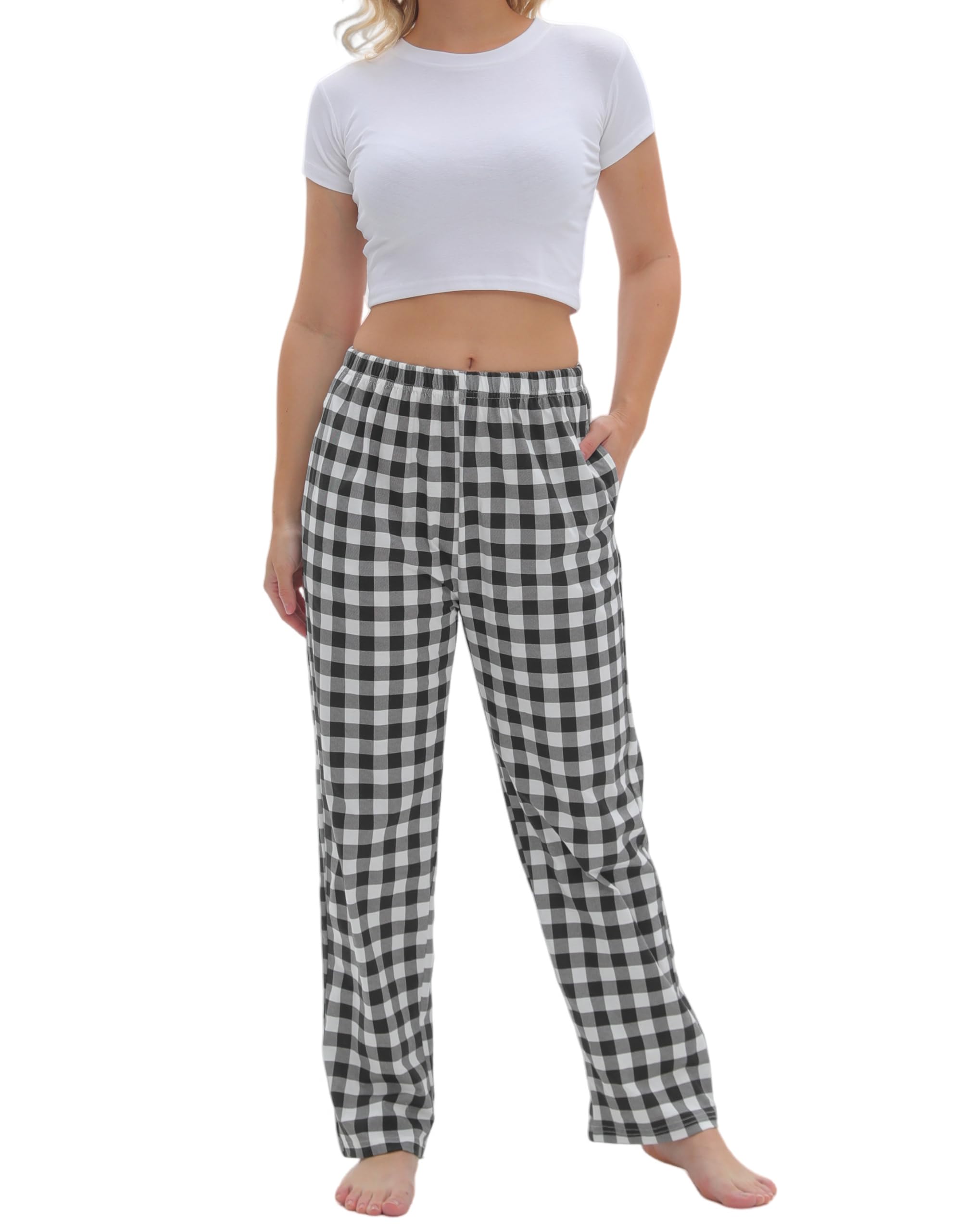 SAMGU Women's Pajama Pants, Soft Cotton Sleep Lounge Pants, Comfy Homewear pjs, Elatic Waist Pajama Bottom Pants for Women