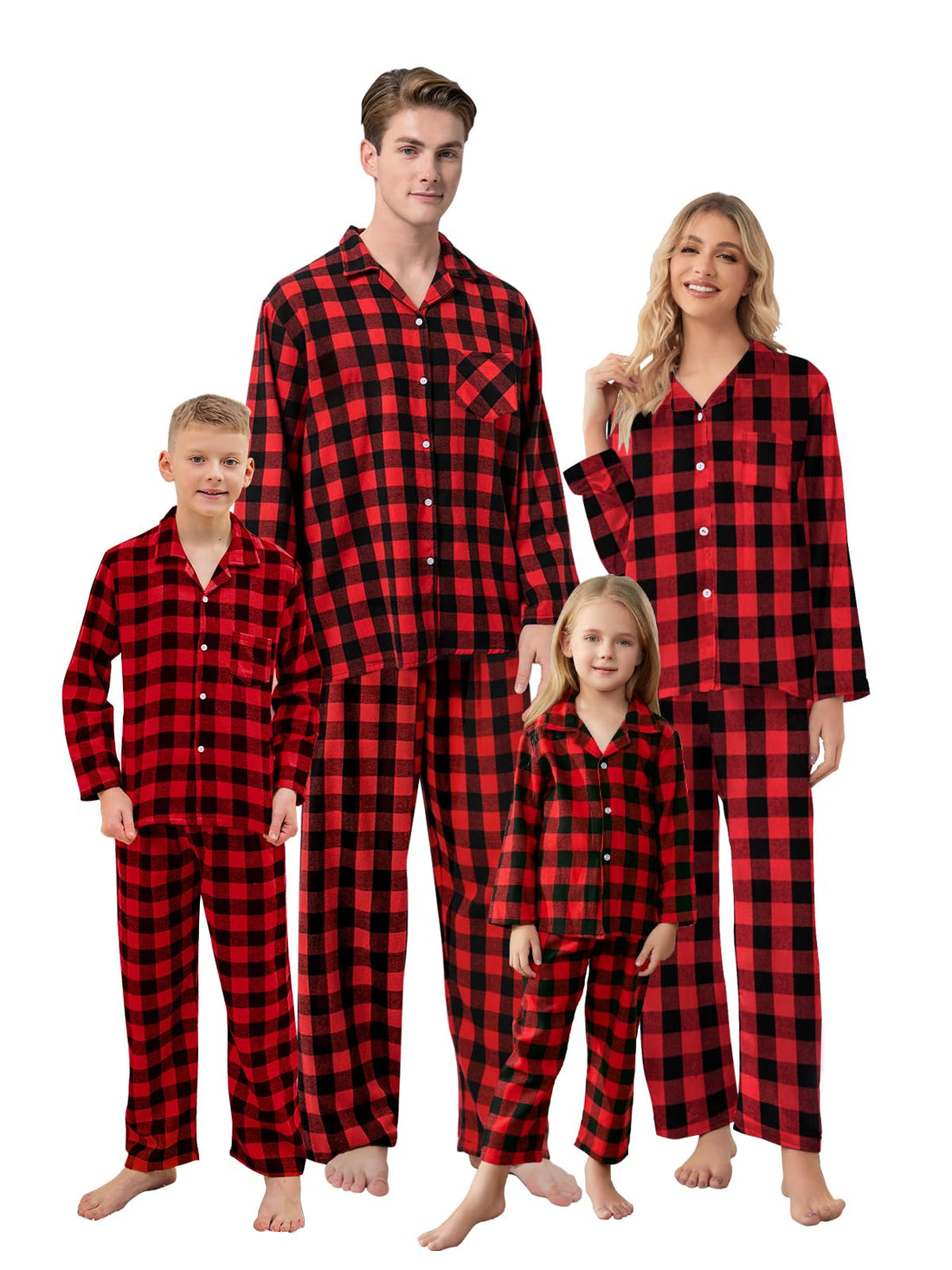 QZH.DUAO Family Christmas Pjs Matching Sets Plaid Pajamas Long Sleeve Holiday Sleepwear Set Loungewear Set
