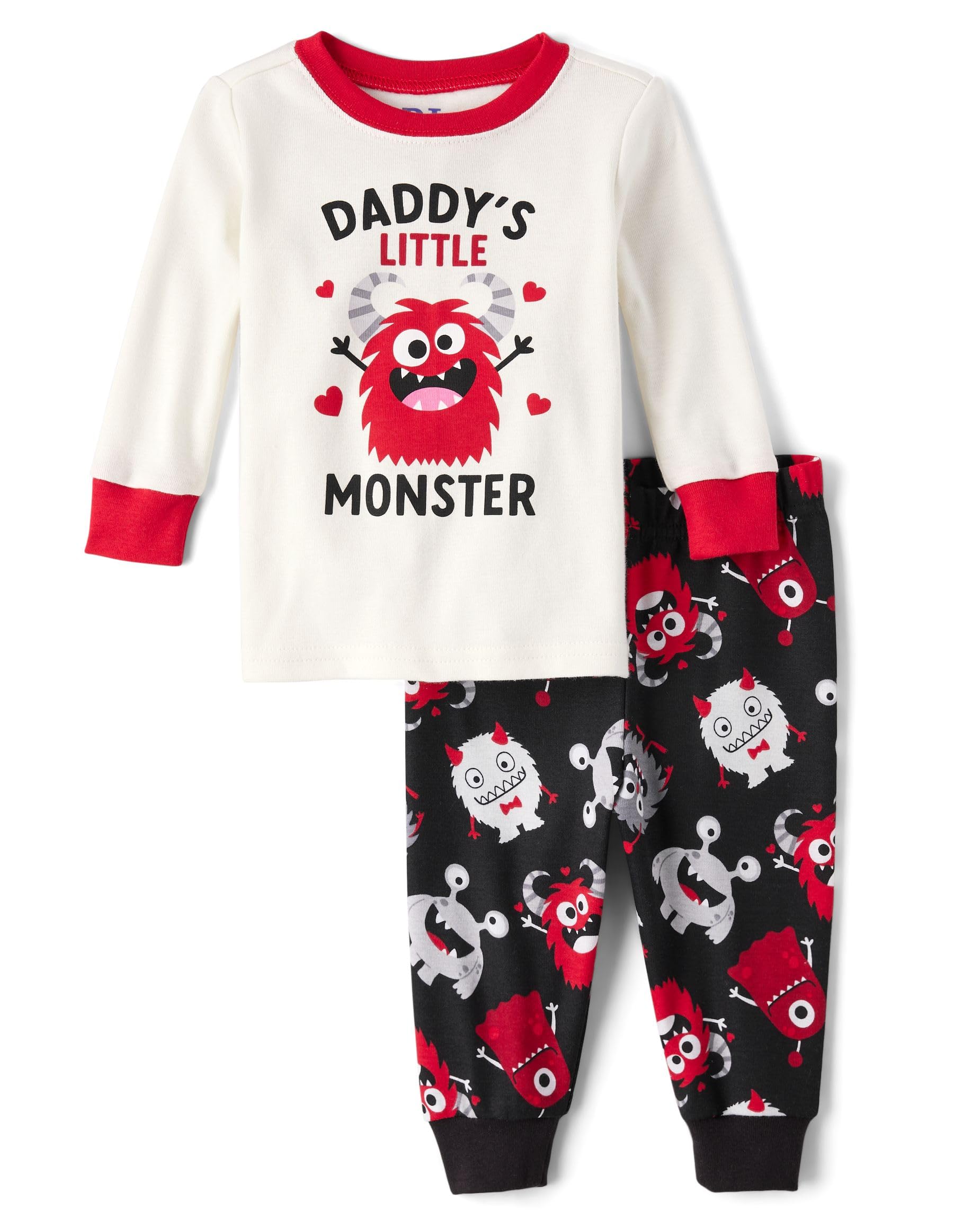 The Children's Place baby boys Button Long Sleeve Top and Pants Snug Fit 100% Cotton 2 Piece Pajama Set