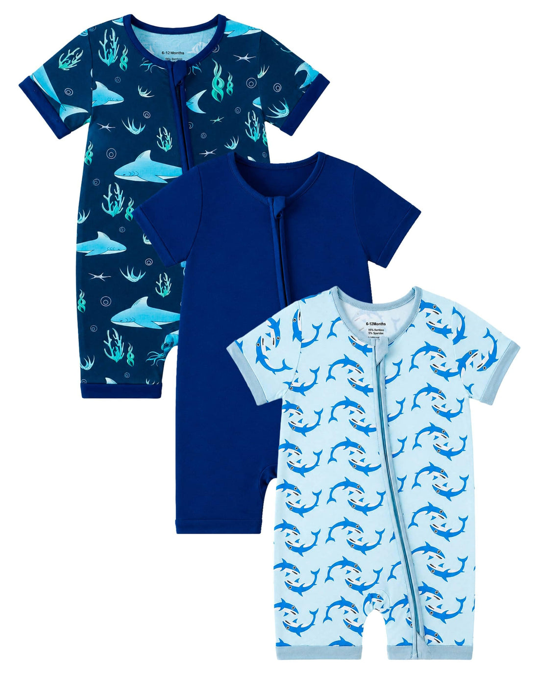 OPAWO Bamboo Baby Pajamas 3 Pack, Double Zipper Bamboo Sleepers for Baby Boy Girl Romper, Toddler Summer Clothes Outfit 0-24M WEBE CLOTHING