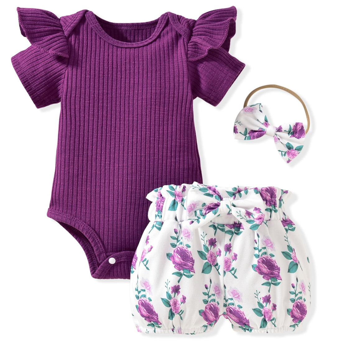 Aalizzwell Baby Girls Ribbed Bodysuit Bloomer Shorts Outfits Summer Clothes WEBE CLOTHING