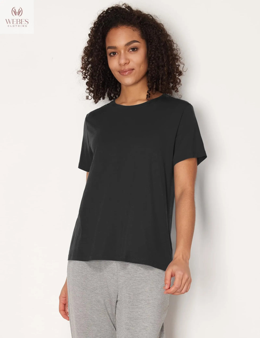 GYS Women's Pajama Tops Bamboo-derived Viscose Soft Comfy Short Sleeve Basic Lounge Tops