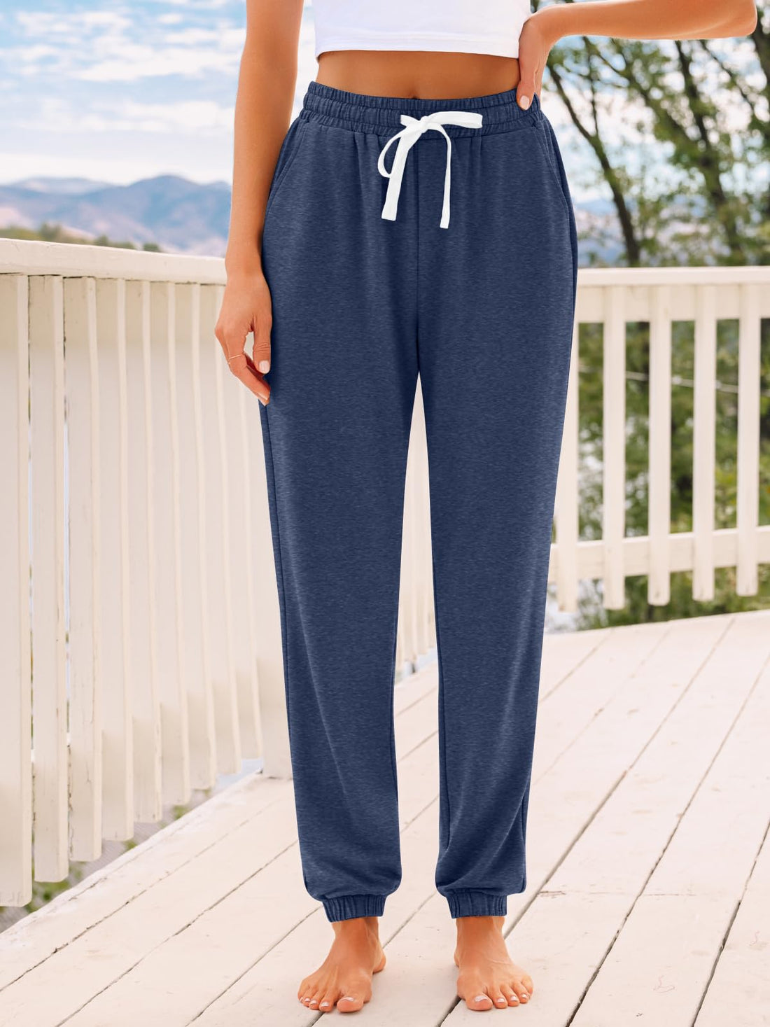 AUTOMET Women's High Waisted Lounge Sweatpants Jogger Pants with Pockets