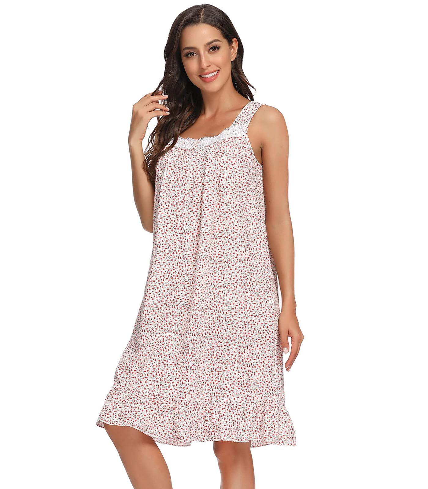 Sleeveless Nightgowns for Women 100% Cotton Nightgown Sleep Dress Soft Ladies Gowns Sleepwear Nightdress WEBE CLOTHING