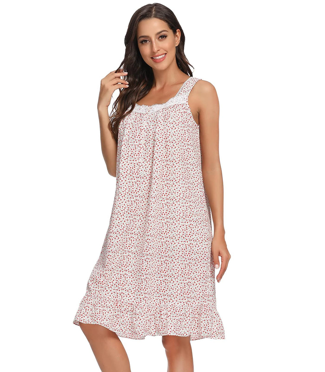 Sleeveless Nightgowns for Women 100% Cotton Nightgown Sleep Dress Soft Ladies Gowns Sleepwear Nightdress WEBE CLOTHING