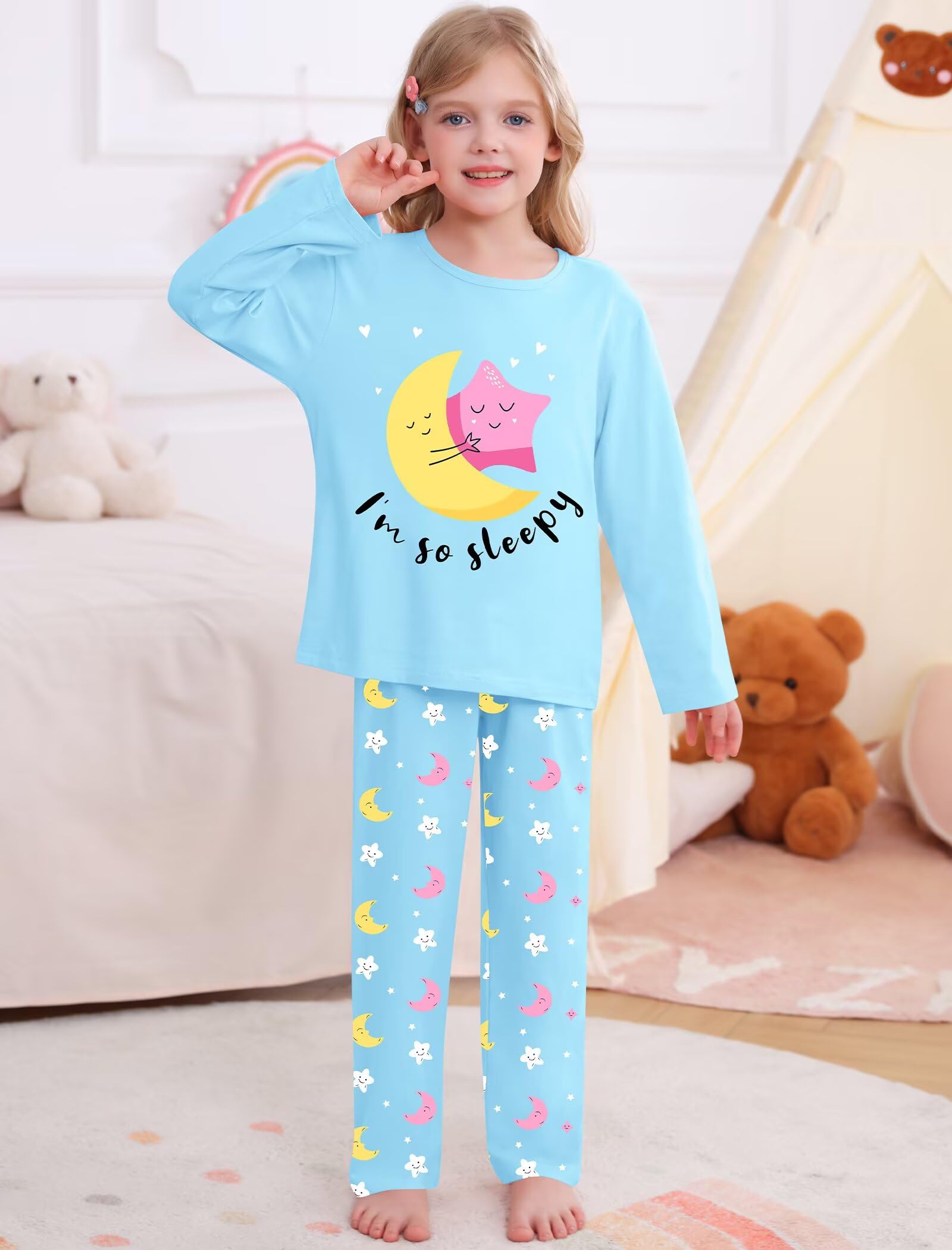 SWOMOG Girls Pajama Set Short Sleeve Tops & Ruffled Shorts with Pocket 2 Piece Summer Pajamas for Kids Size 6-15