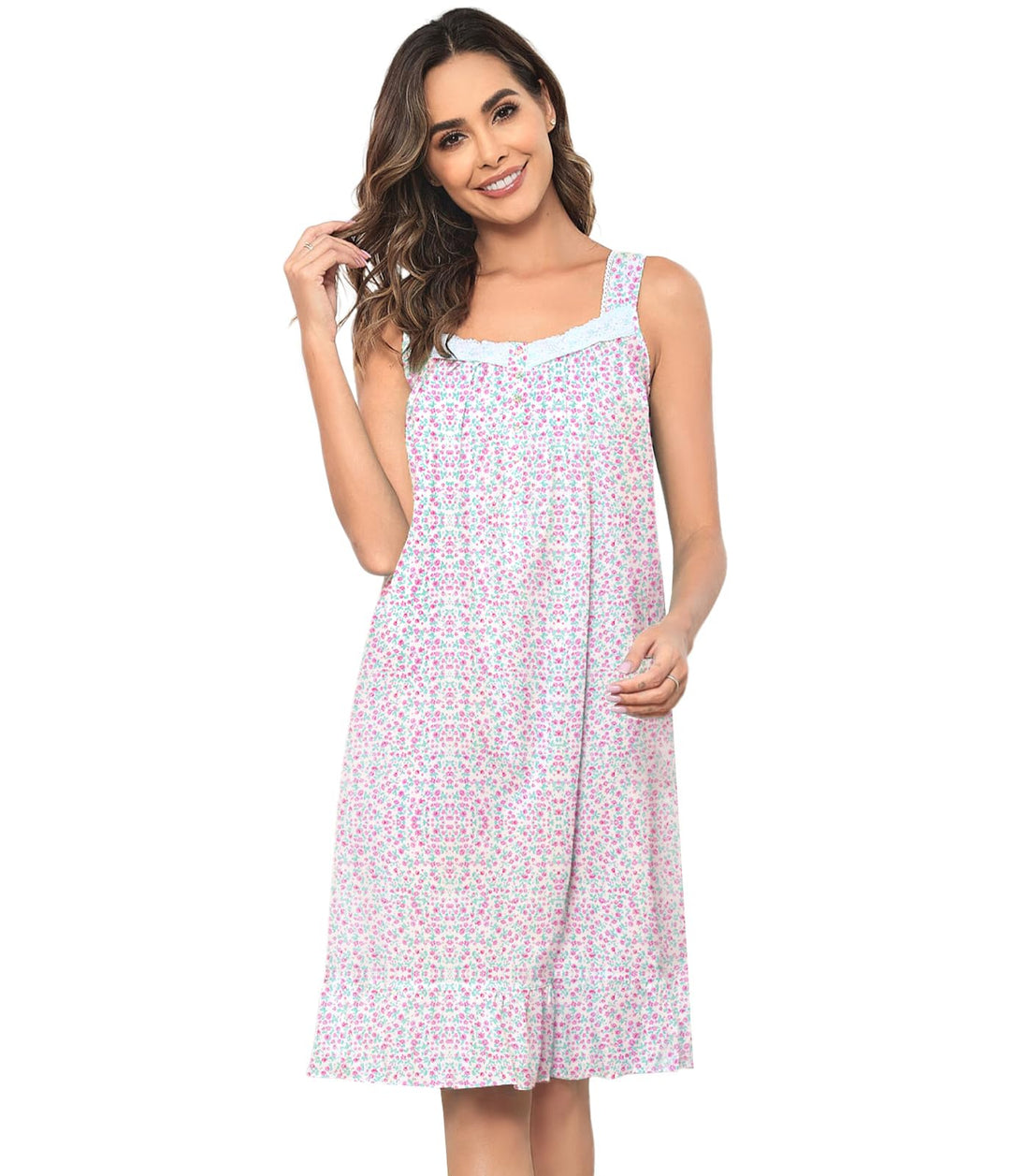 Sleeveless Nightgowns for Women 100% Cotton Nightgown Sleep Dress Soft Ladies Gowns Sleepwear Nightdress WEBE CLOTHING