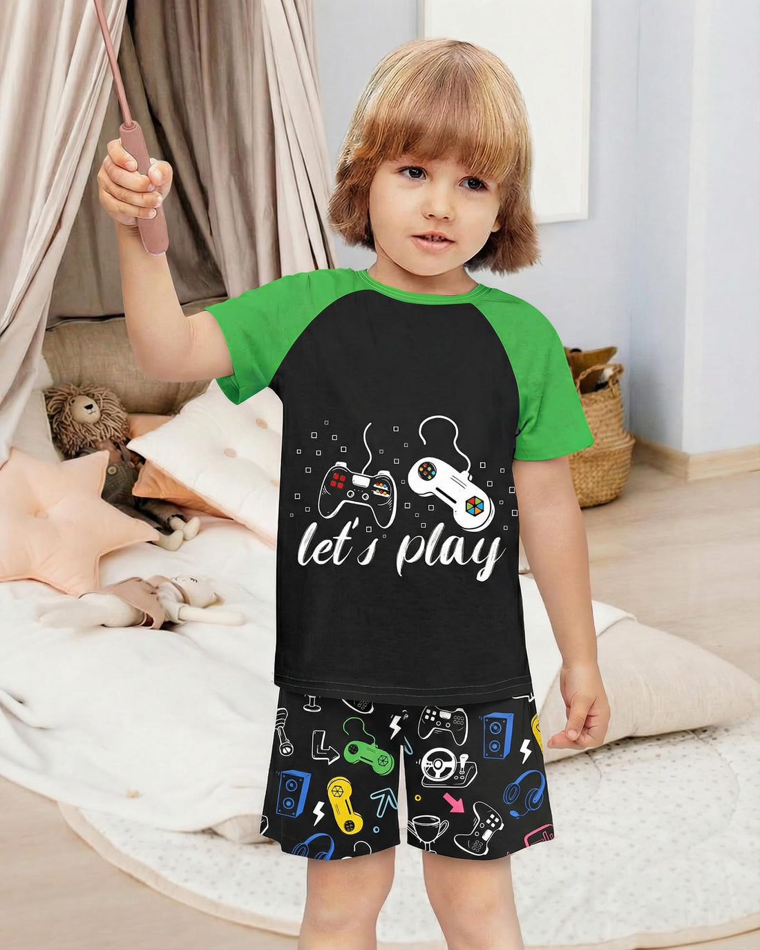 PASHOP Boys Pajamas Little Boys Summer Pajamas 2 Piece Short Sleeve Top and Shorts Sets Kids Pjs Sleepwears 3-10 Years