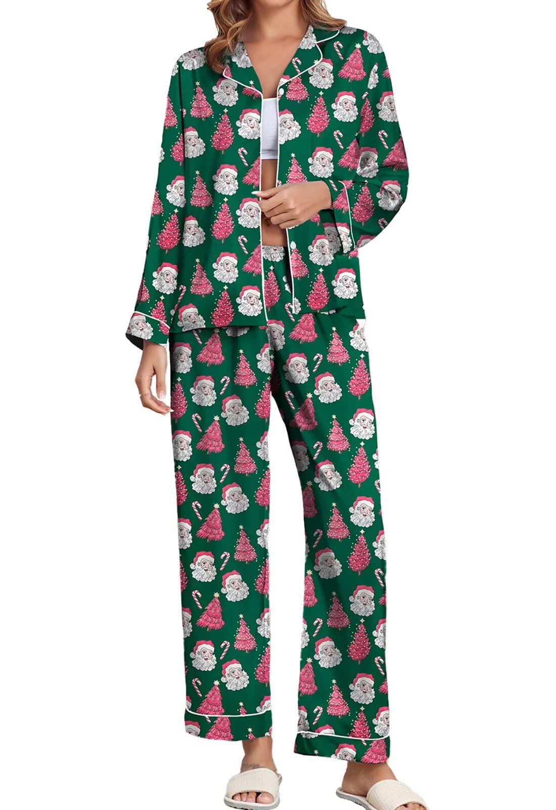 Brosloth Women's Silk Satin Pajamas Long Sleeve Button Up Loungewear Set | Button Down Animal Print Pajamas, Ladies Fancy Pajama sets, Two Piece Lounge Set, Notch Collar Lightweight Sleepwear, Gift WEBE CLOTHING