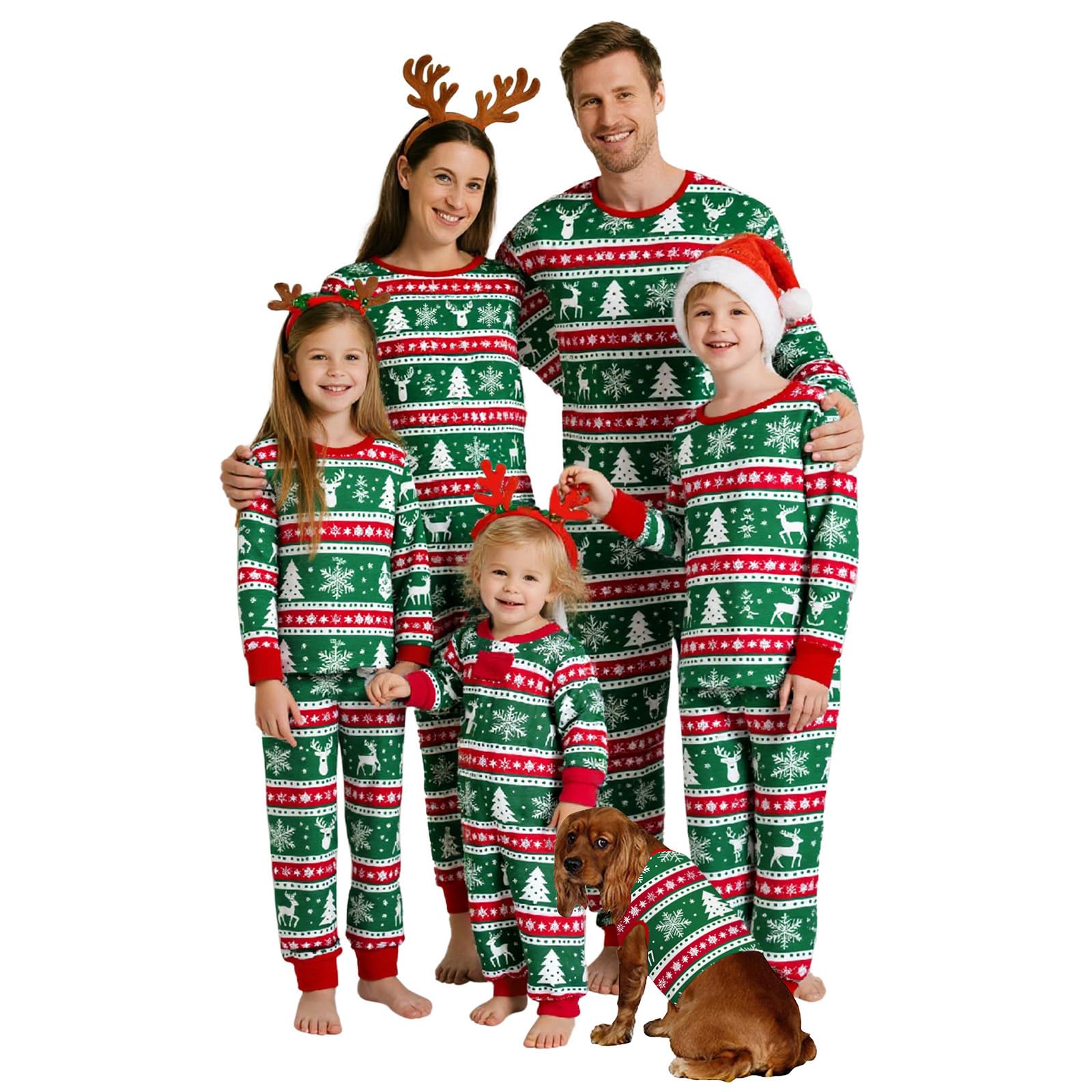 Feionusin Family Christmas Pajamas Matching Sets, Xmas Pjs Sets Holiday Sleepwear Matching Pajamas Long Sleeve Nightwear Set