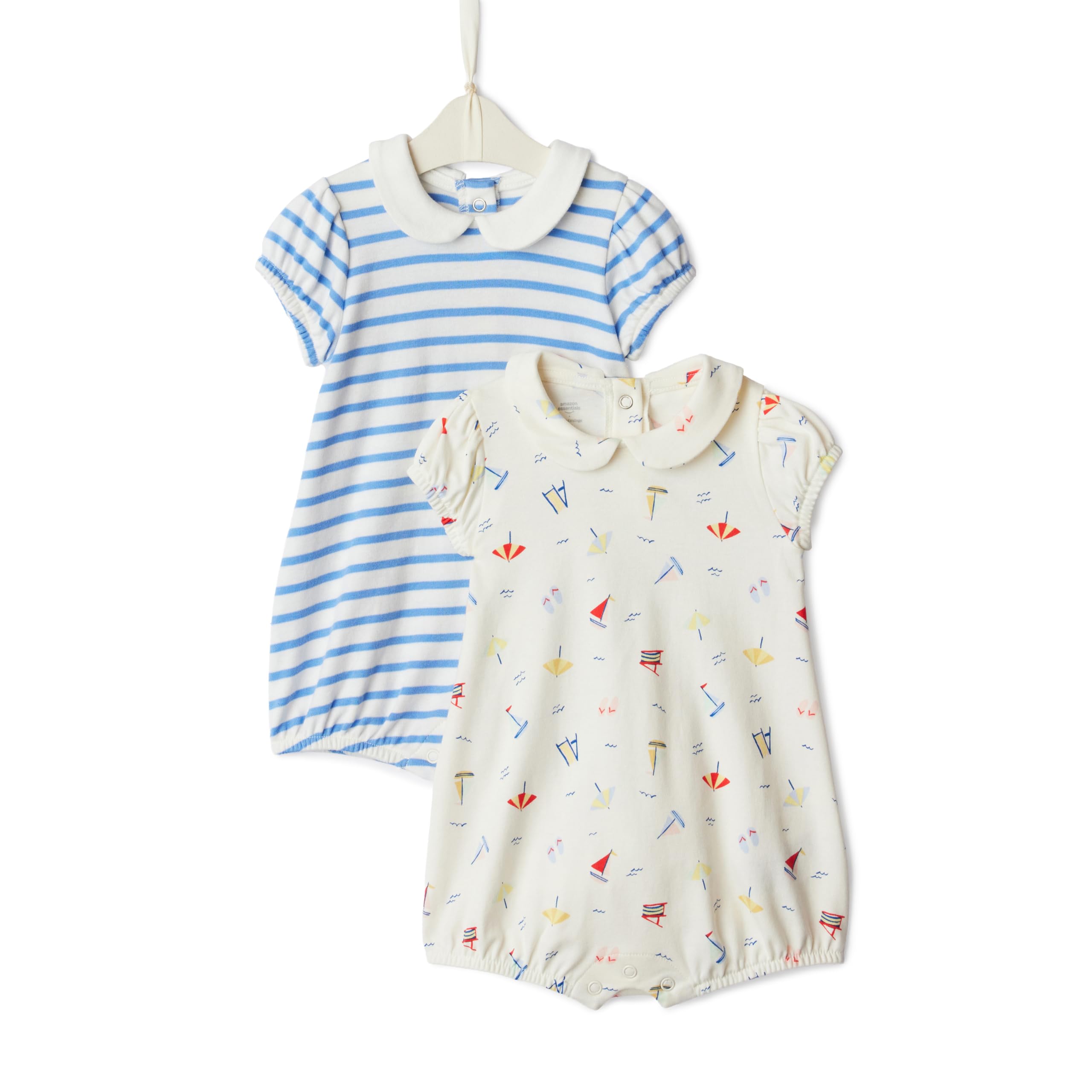 Amazon Essentials x Sofia Grainge Baby Girls' Cotton Short Sleeve Romper with Peter Pan Collar WEBE CLOTHING