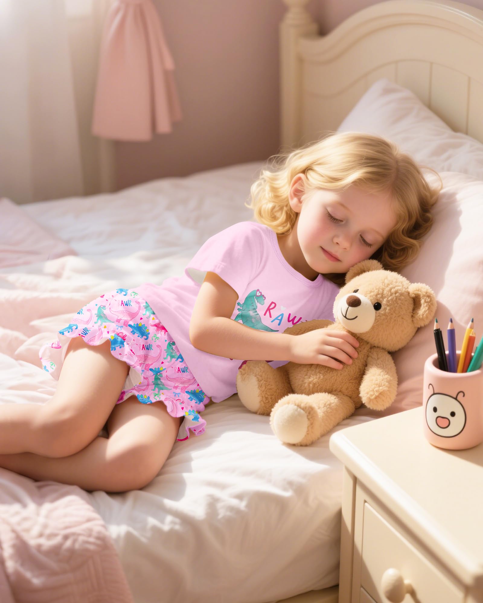 Sylfairy Girls Pajamas Summer Toddler Girl Pajamas Sets Short Sleeve Girls' Cute Sleepwear Pjs