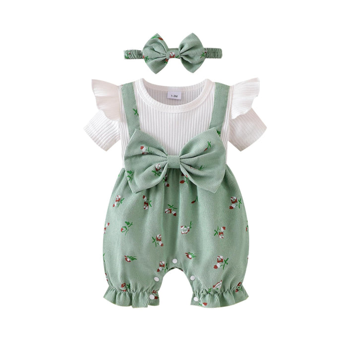 YINGISFITM Newborn Baby Girl Summer Clothes Short Sleeve Bubble Romper Bow Shorts Jumpsuit Infant Outfit 0 3 6 9 12 18 Months WEBE CLOTHING