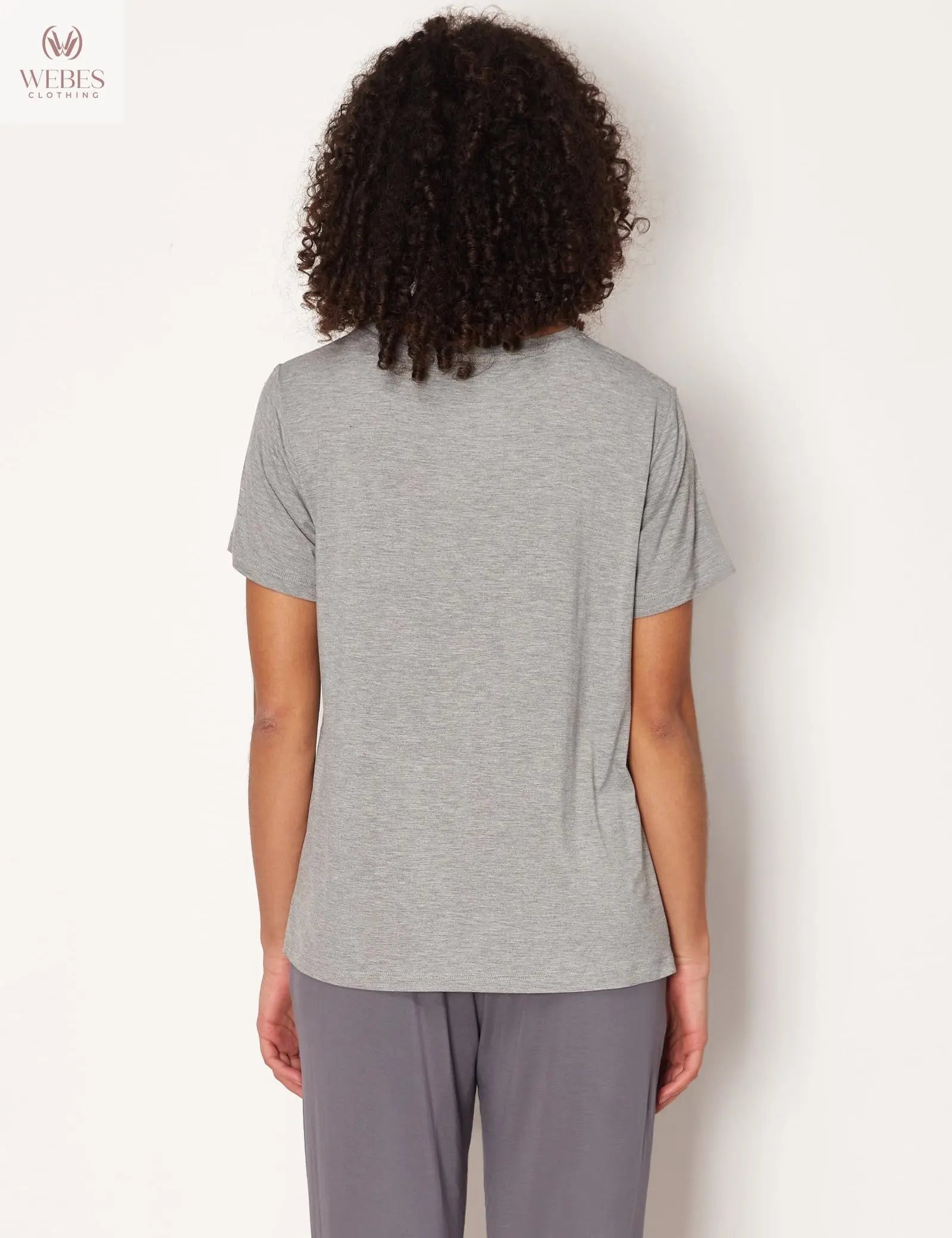 GYS Women's Pajama Tops Bamboo-derived Viscose Soft Comfy Short Sleeve Basic Lounge Tops