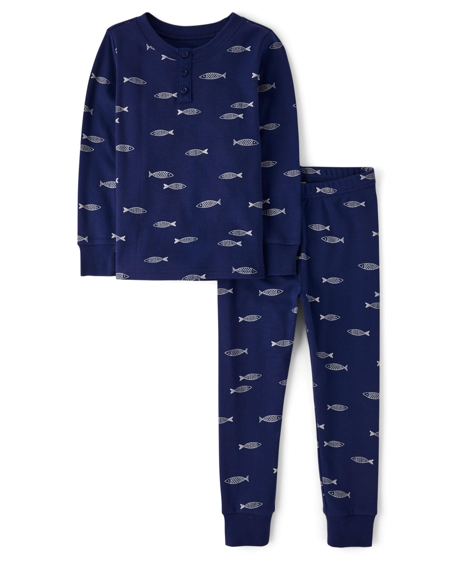Gymboree Kids' And Toddler 100% Cotton Henley Long Sleeve Top and Pants, Gymmies Pajama Set