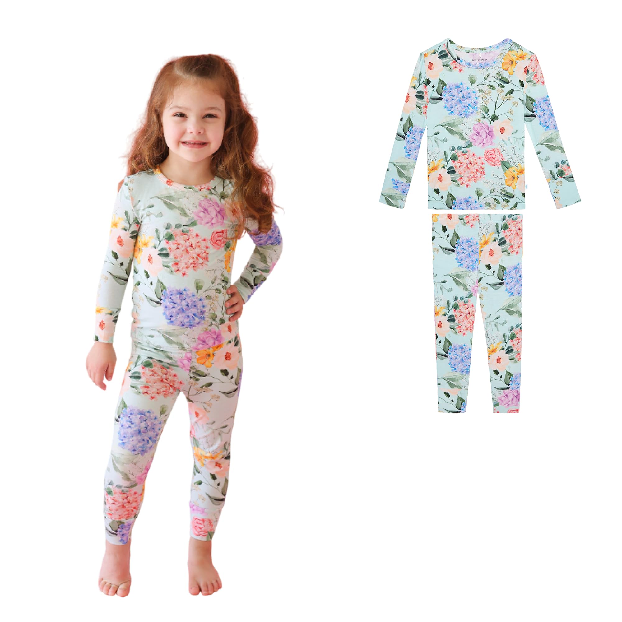 Posh Peanut Girls Pajamas - Soft, Viscose from Bamboo PJs for Kids - Matching, Long Sleeve Toddler Pajamas for Girls WEBE CLOTHING
