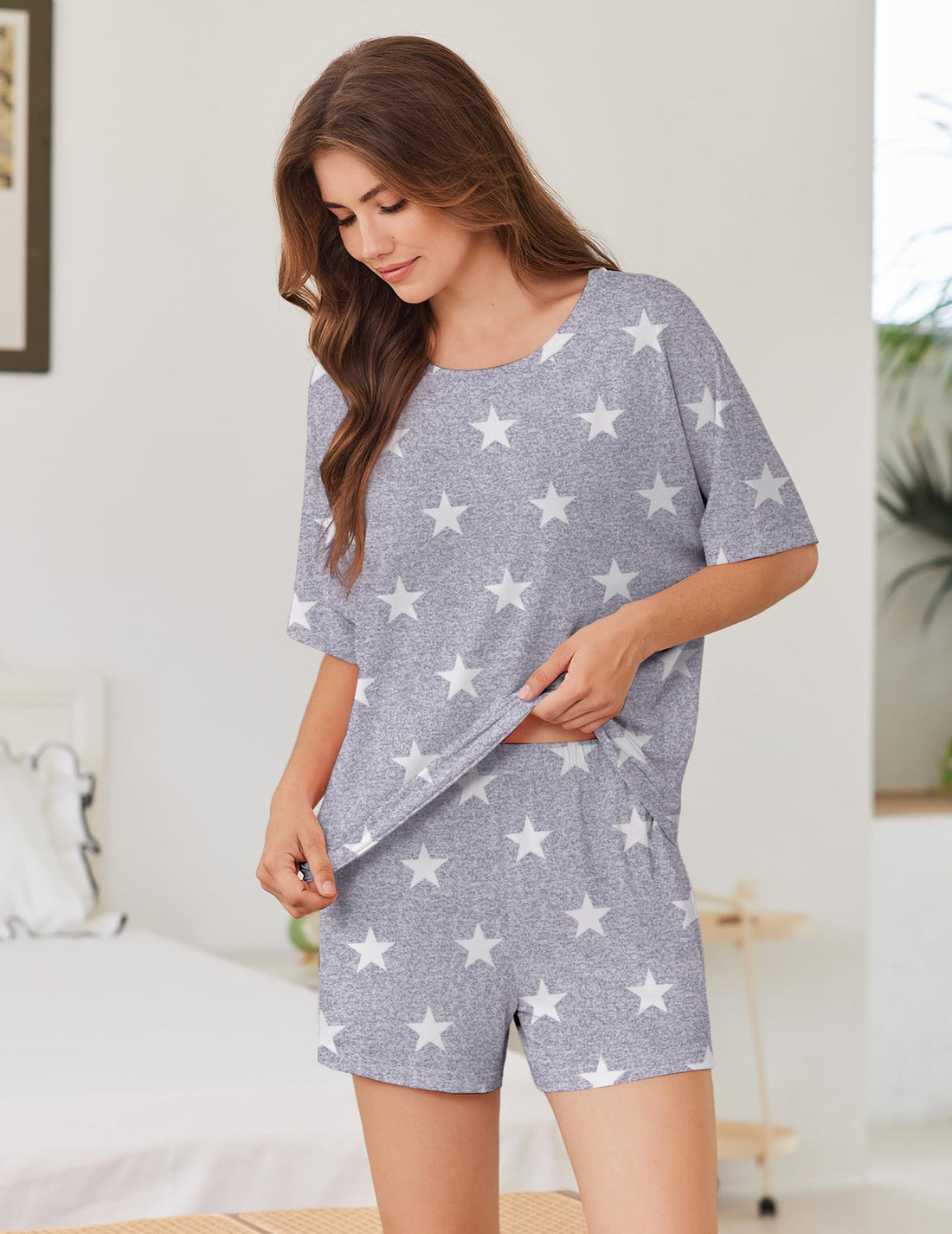 Ekouaer Pajama for Women Viscose from Bamboo 2 piece Lightweight Summer Pj Soft Short Sleeve Matching Lounge sets with Pocket