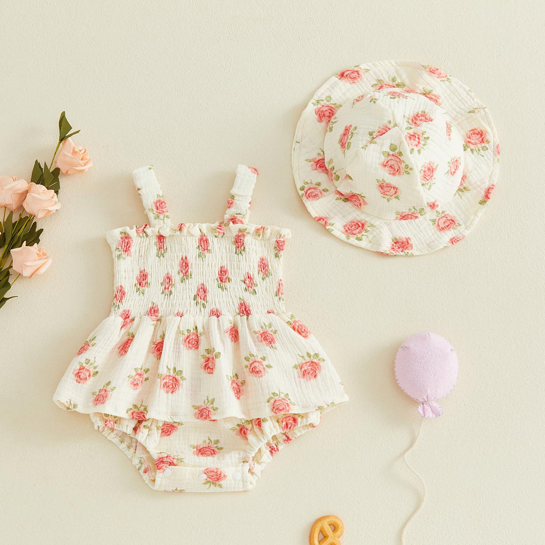 Mubineo Baby Girl Clothes Summer Dress Cotton Linen Romper Sleeveless Smocked Rompers Sun Dress Hat Skirt Boho Outfits WEBE CLOTHING