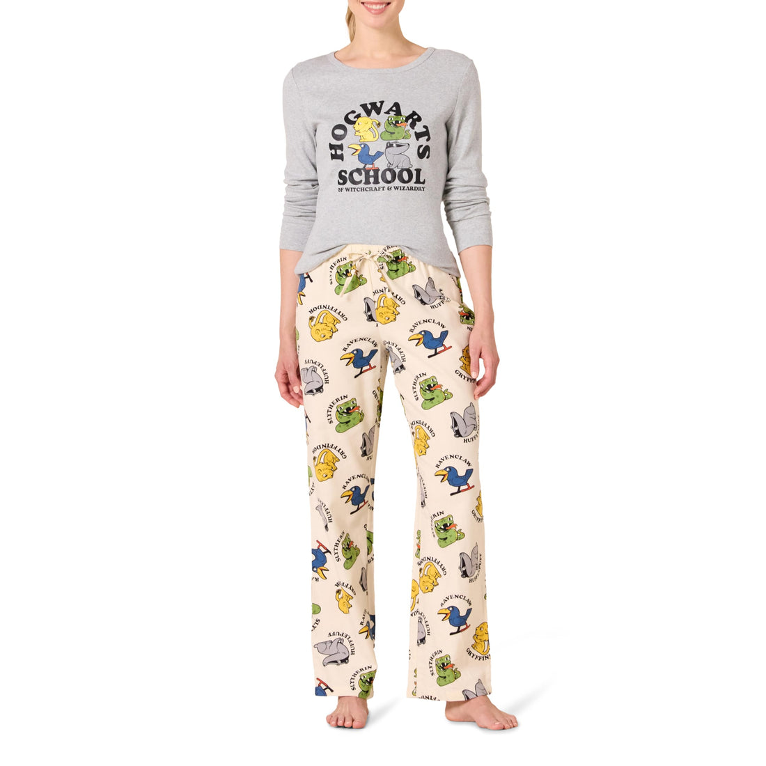 Amazon Essentials Women's Lightweight Flannel Pajama Pant and Long-Sleeve T-Shirt Sleep Set