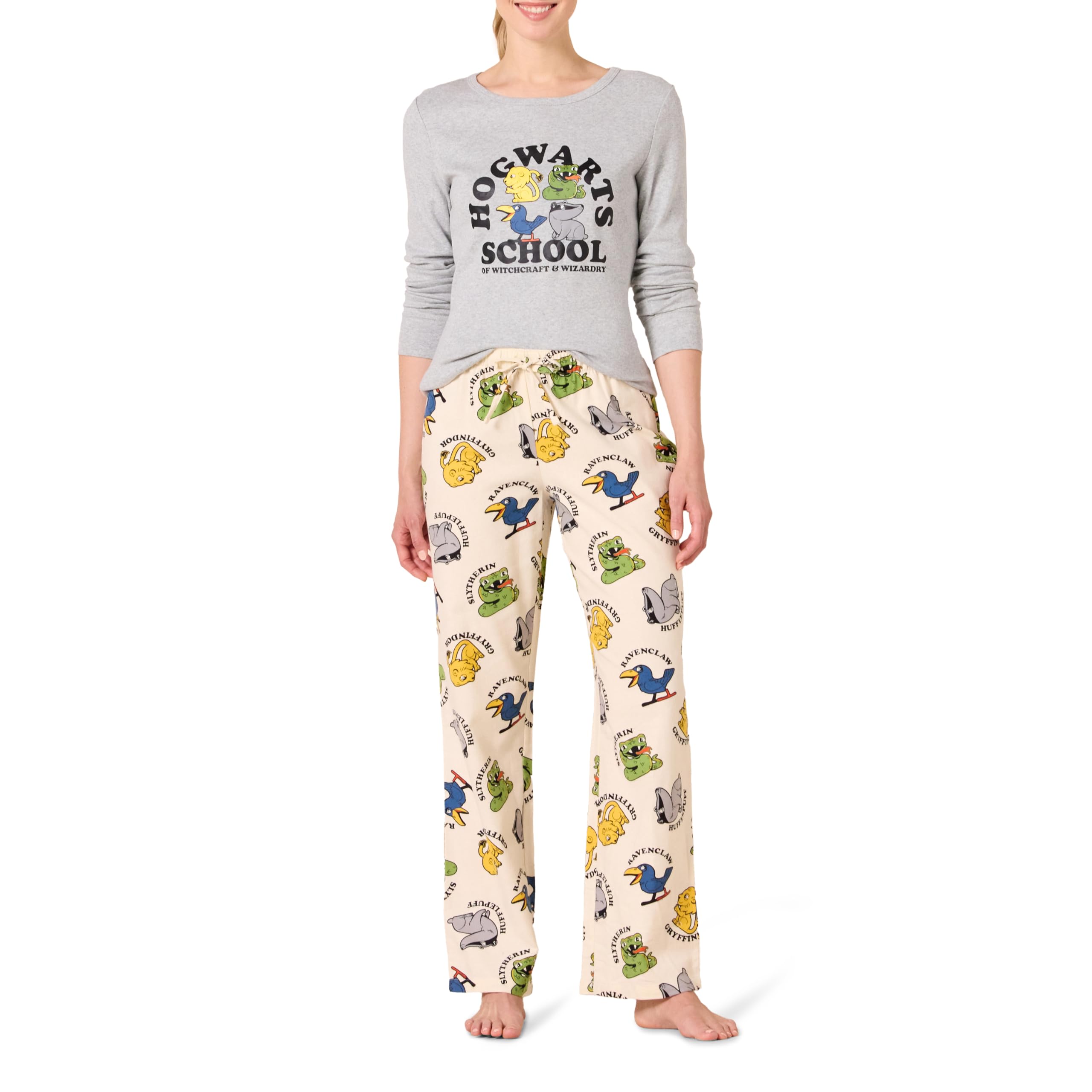 Amazon Essentials Women's Lightweight Flannel Pajama Pant and Long-Sleeve T-Shirt Sleep Set
