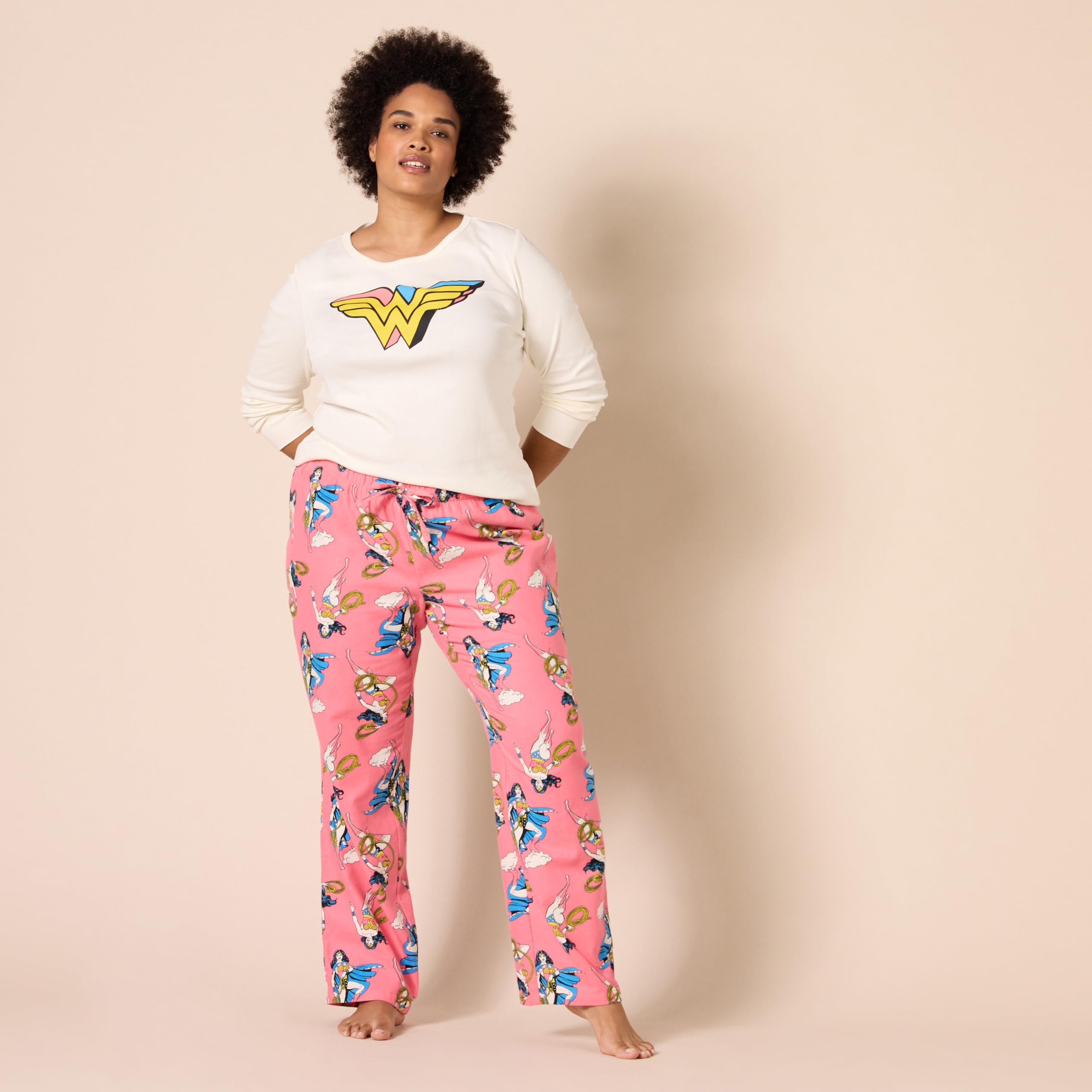 Amazon Essentials Women's Lightweight Flannel Pajama Pant and Long-Sleeve T-Shirt Sleep Set
