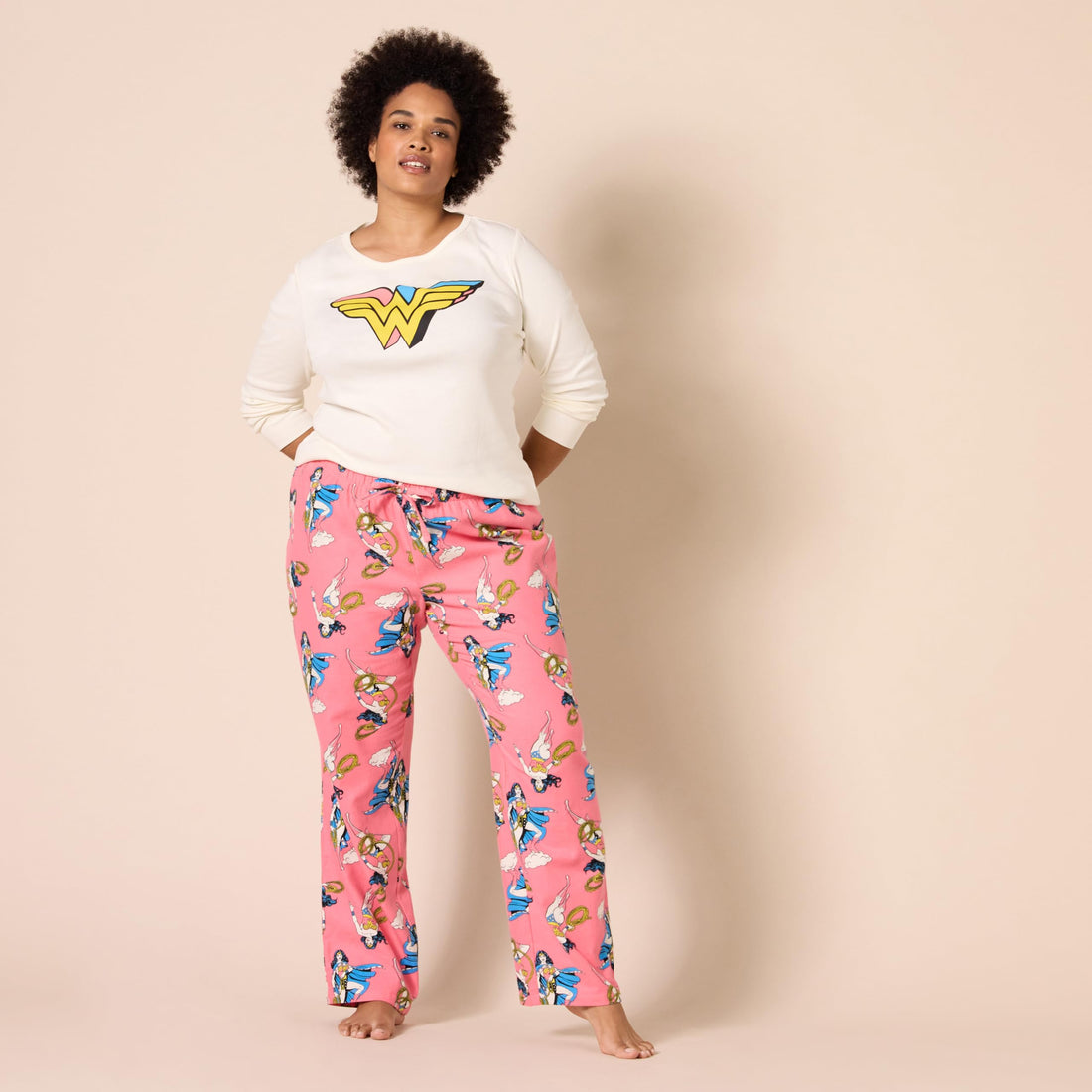 Amazon Essentials Women's Lightweight Flannel Pajama Pant and Long-Sleeve T-Shirt Sleep Set