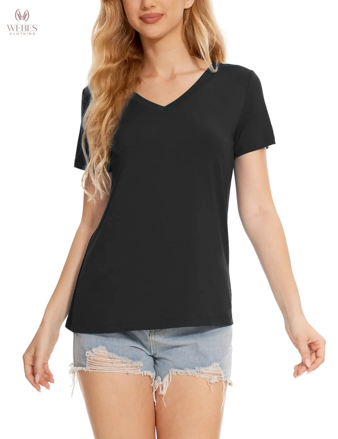 GYS Bamboo Viscose Pajamas Tops for Women, Cooling Basic T-Shirt, Soft Short Sleeve Sleep Shirts, Lightweight Pj Shirt