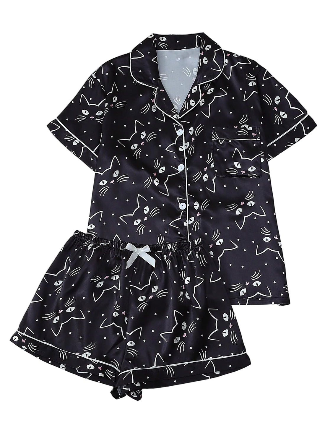 Verdusa Pajamas For Women Set 2 Piece Summer Pajama Sets Cute Pjs Lounge Matching Button Shirt with Shorts