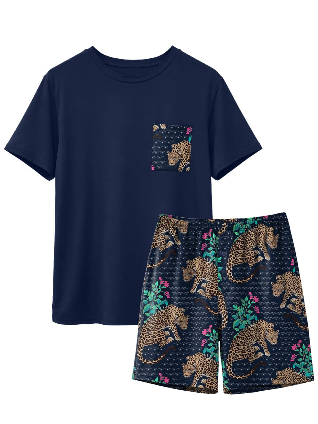 Feiersi Mens Pajama Set Sleepwear Pjs Lightweight Comfy Soft Short Sleeve Sleep Set With Pockets WEBE CLOTHING